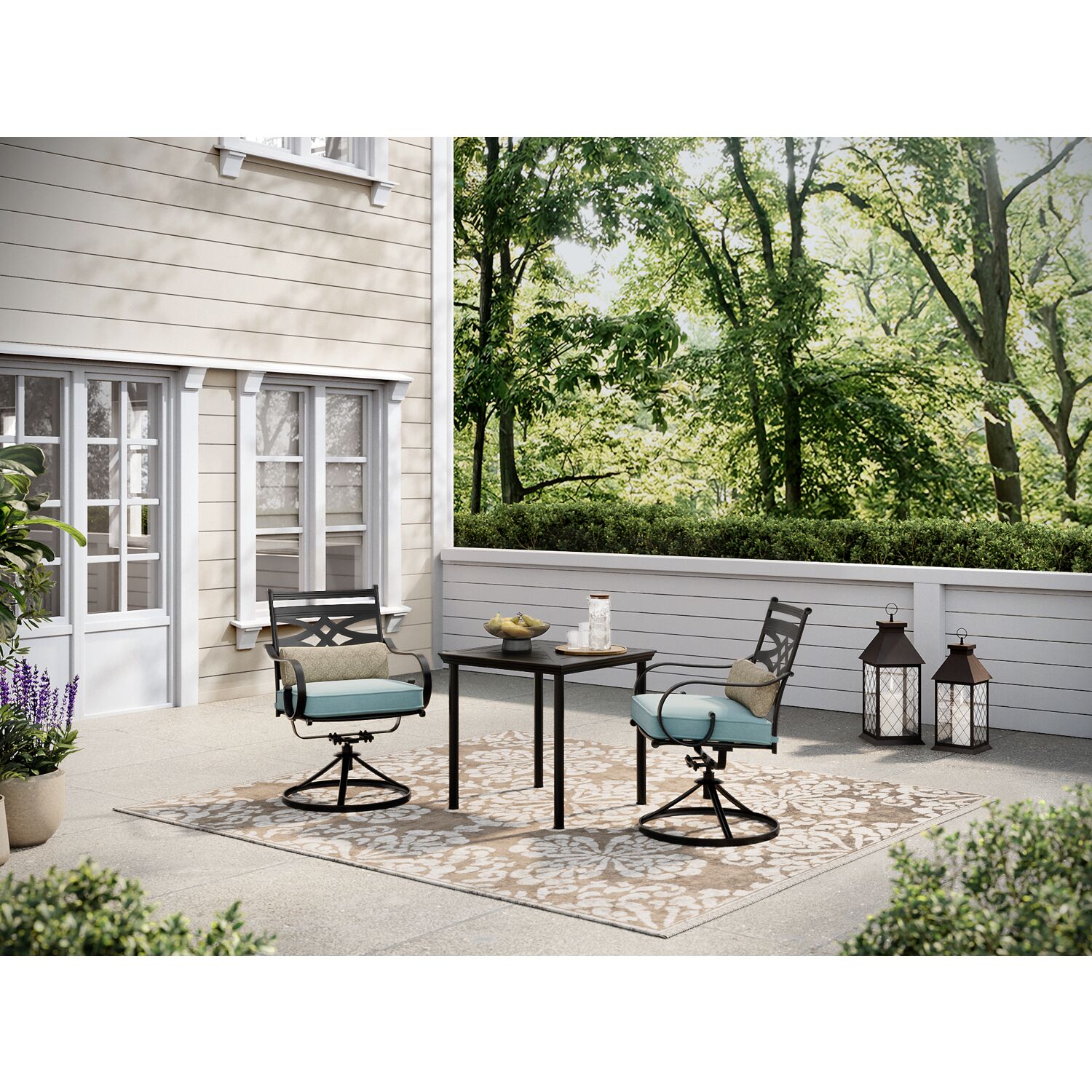 Montclair Ocean Blue 3-Piece Outdoor Bistro Set with Swivel Rockers