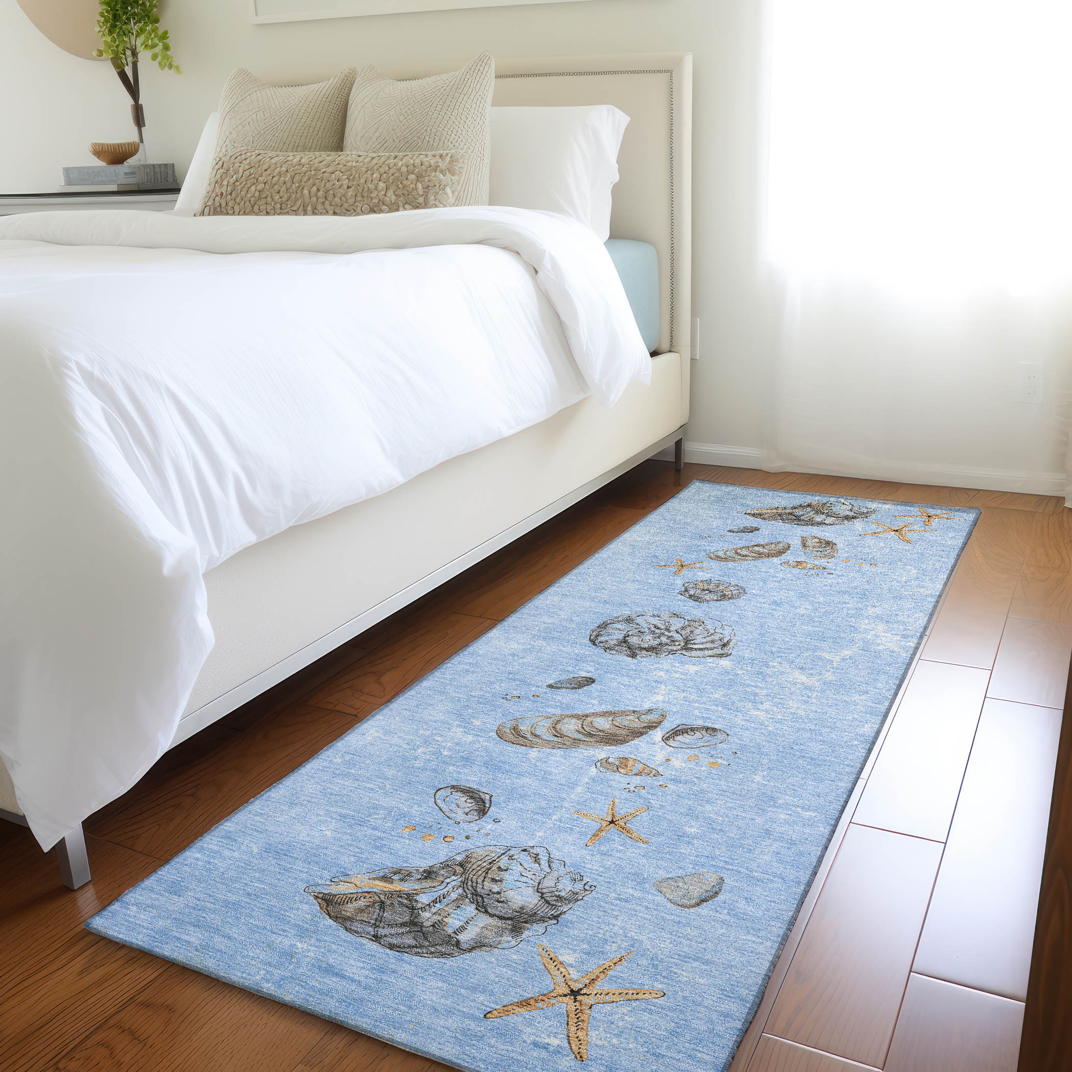 Addison Rugs AMF188BL2X8 Mayfield AMF188BL 2 x 7 (ft) Loomed Polyester Blue Rectangular Indoor Geometric Machine washable Area rug
