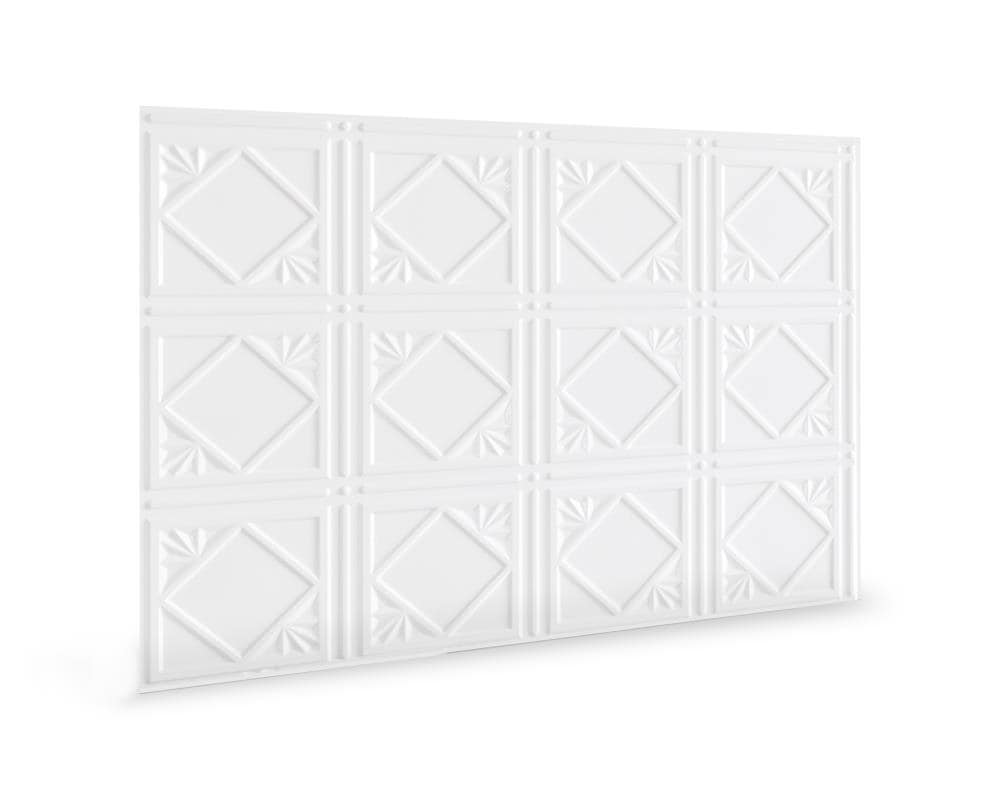 Innovera Decor by Palram 706686 18-1/2-in x 24-3/10-in Embossed White PVC Geometric Wall Panel ( 12 -Pack, Covers 37.5-sq ft )