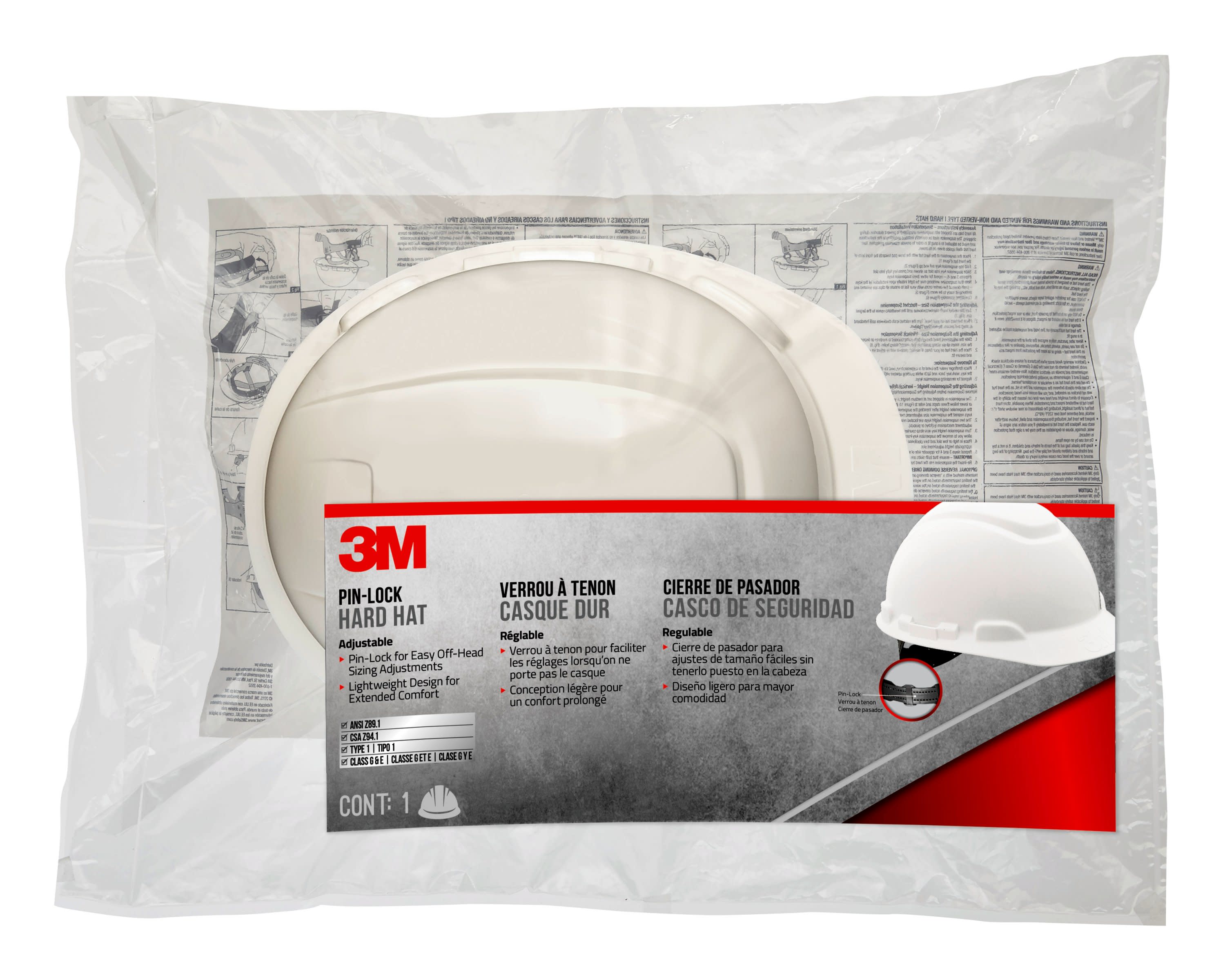 3M™ Ratchet Adjustment Full-Brim Hard Hat CHH-FB-R-W6-PS, White,  Non-Vented, 6/Case