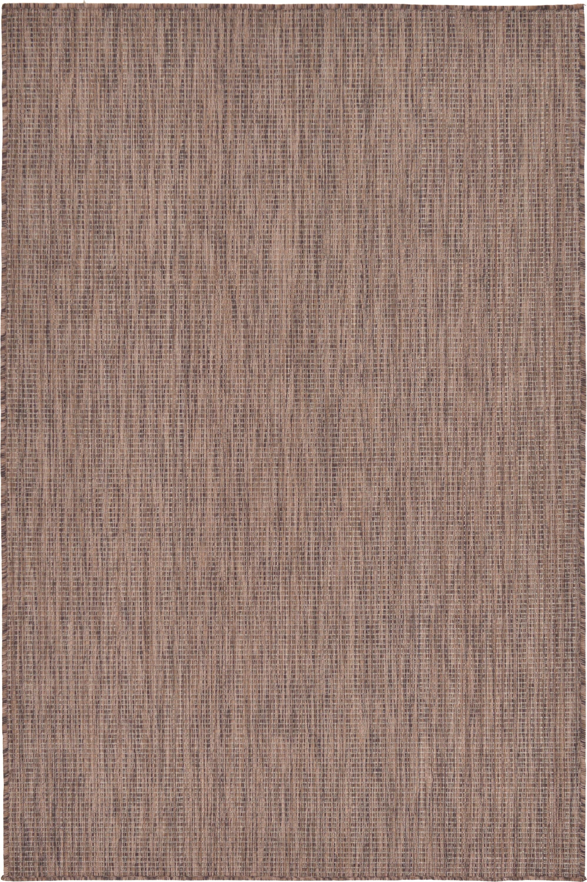Unique Loom 3128951 Solid Outdoor 4 x 6 (ft) Loomed Polypropylene Light Brown/Brown Rectangular Indoor/Outdoor Distressed/Overdyed Area rug