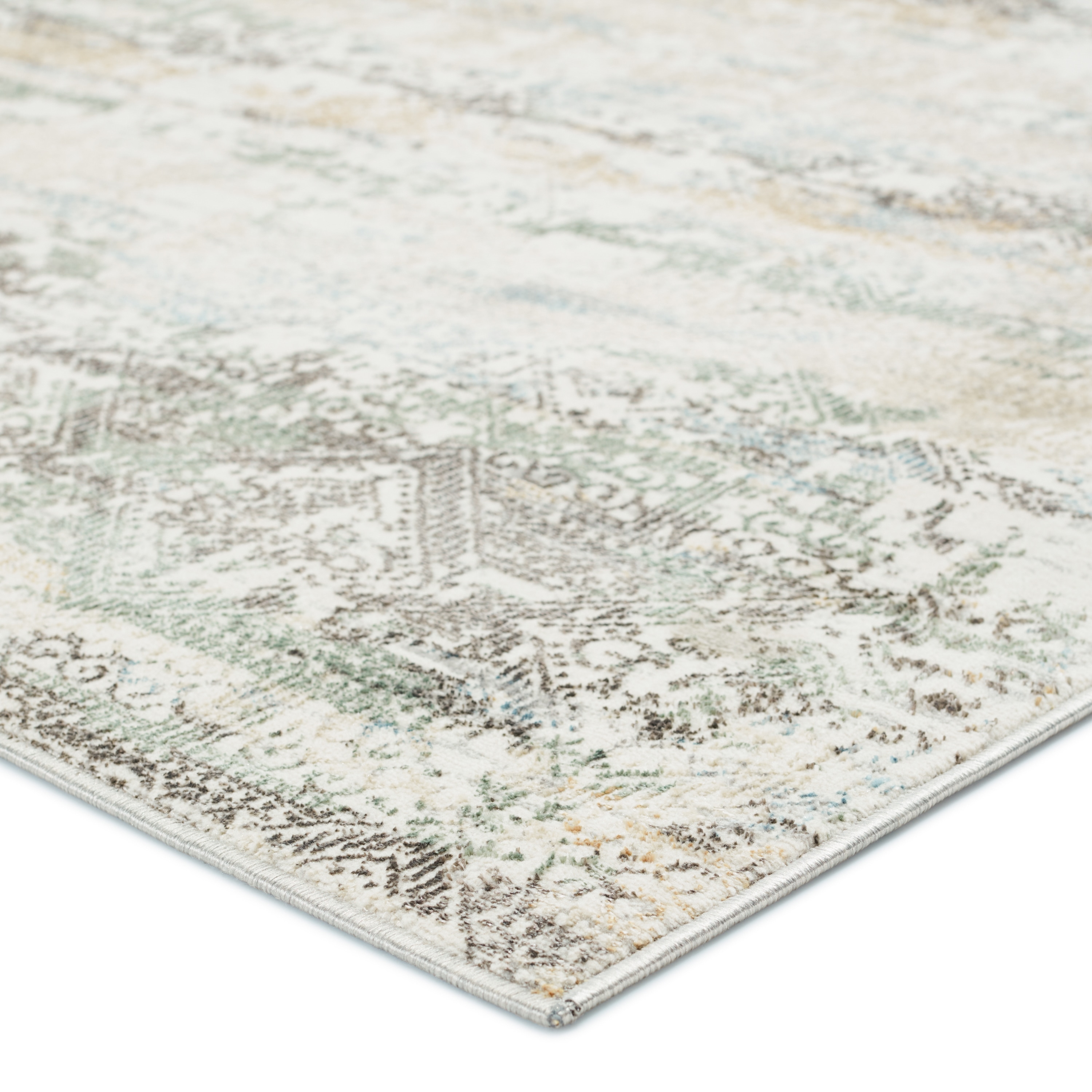 Melo Light Blue Trellis 5'x8' Washable Synthetic Area Rug
