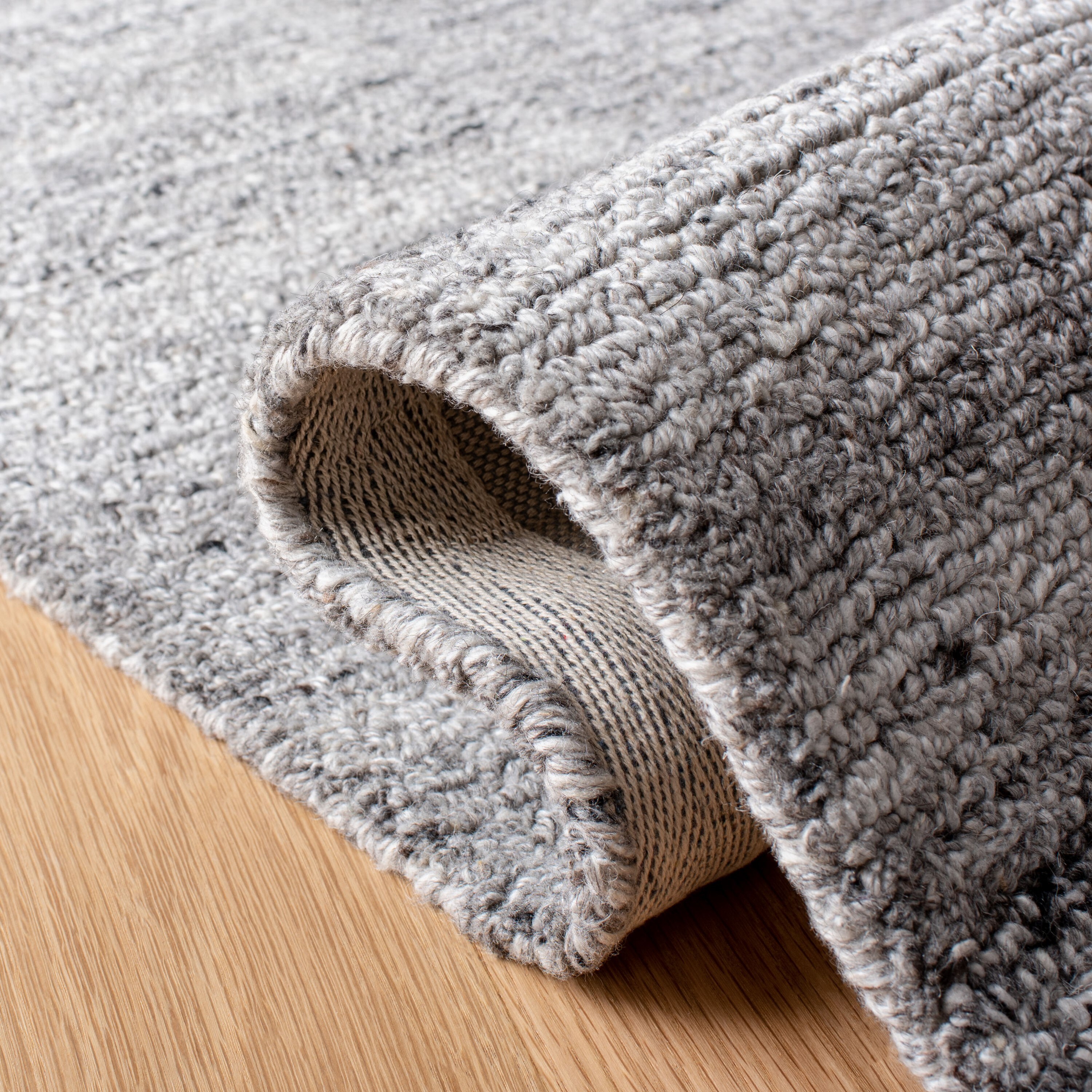 Gray Abstract Handmade Wool Runner Rug