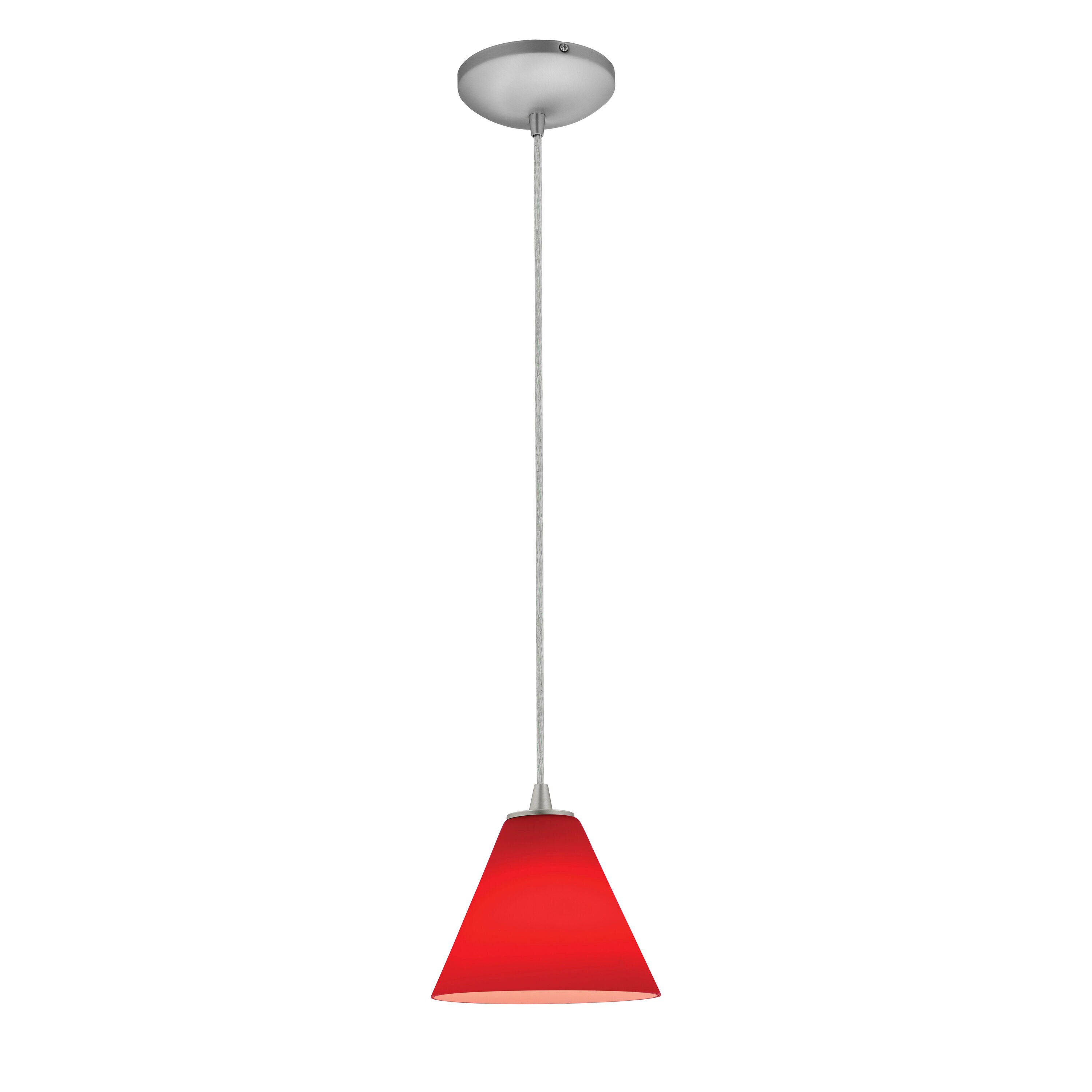 Access Lighting 28004-1C-BS/RED Martini Brushed Steel Modern/contemporary Geometric Mini Hanging Pendant light
