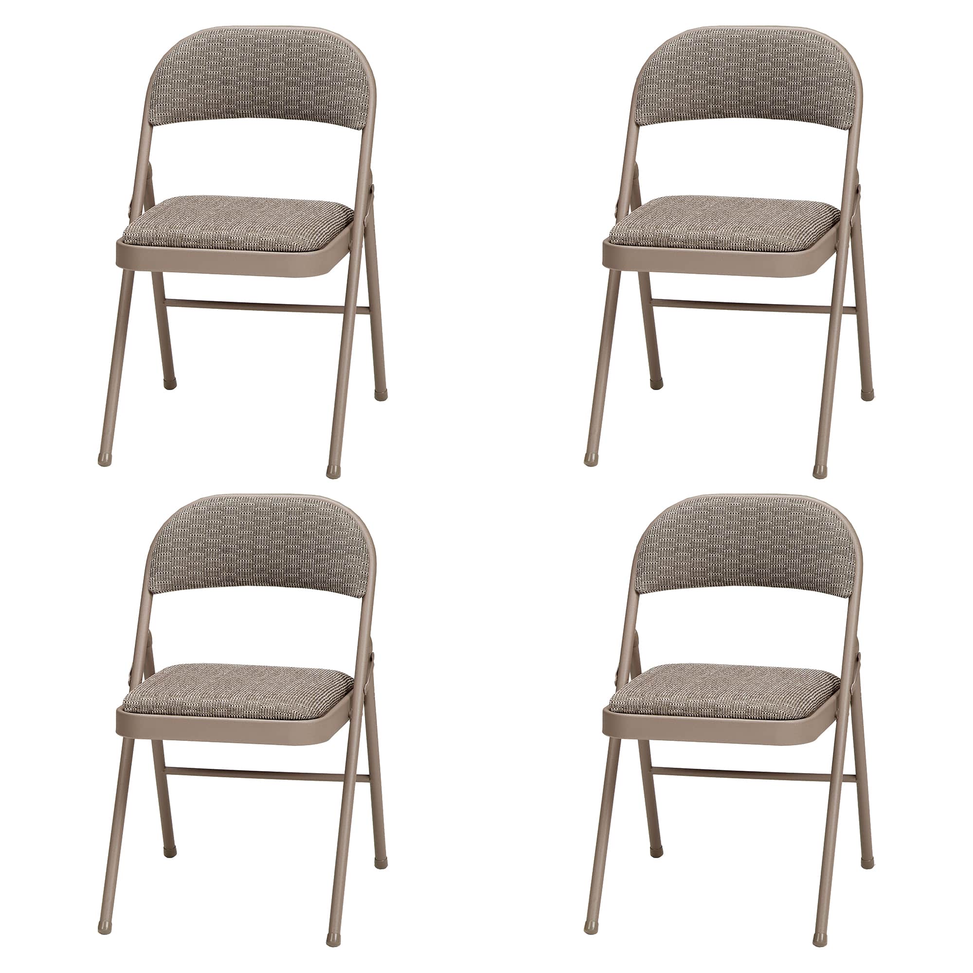 Meco Corporation 321734 4 Pack Padded Folding Chairs Cushioned Courtyard Fabric Foldable Chair Chicory Lace