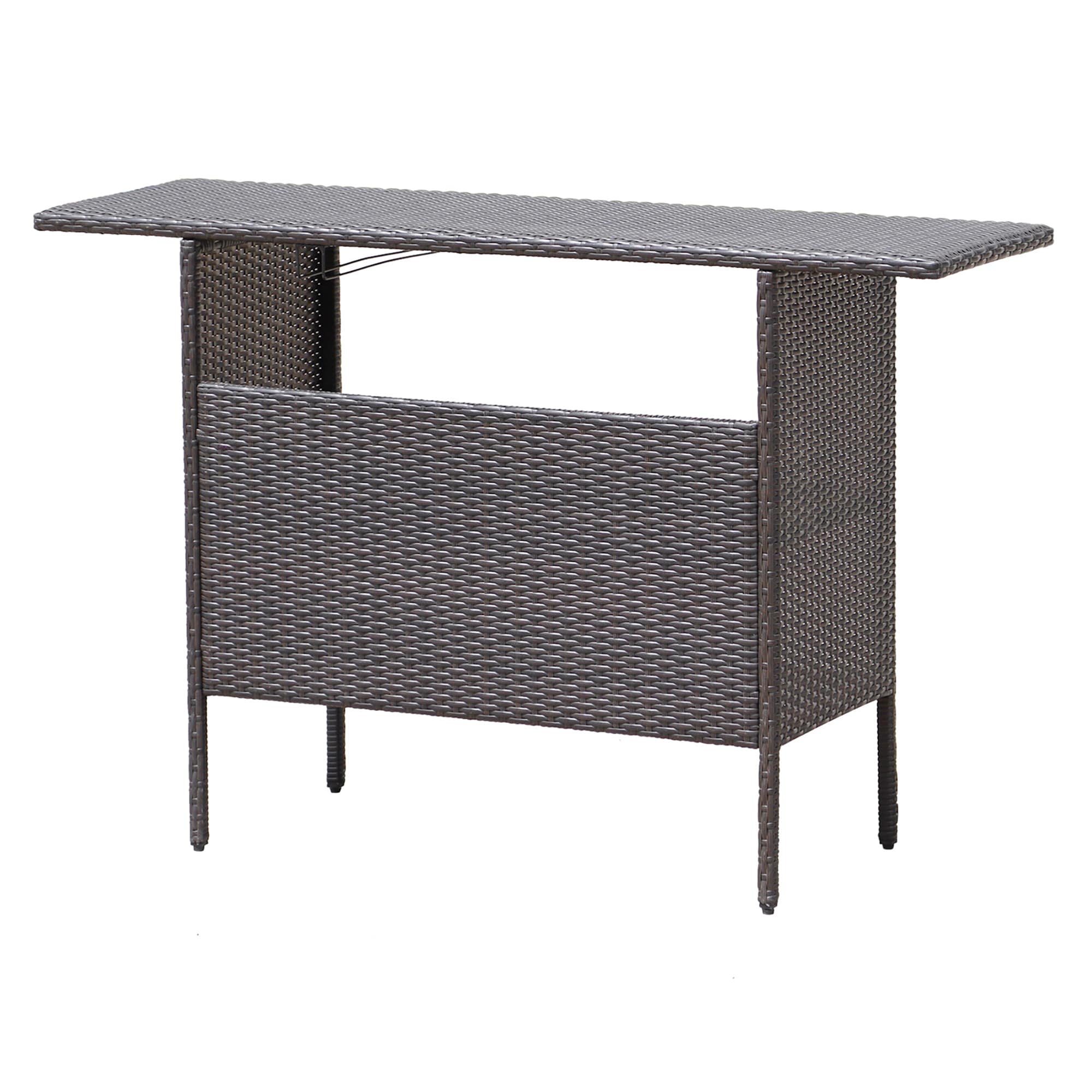 WELLFOR Rectangle Rattan Outdoor Bar Height Table 18.5-in W x 55-in L ...