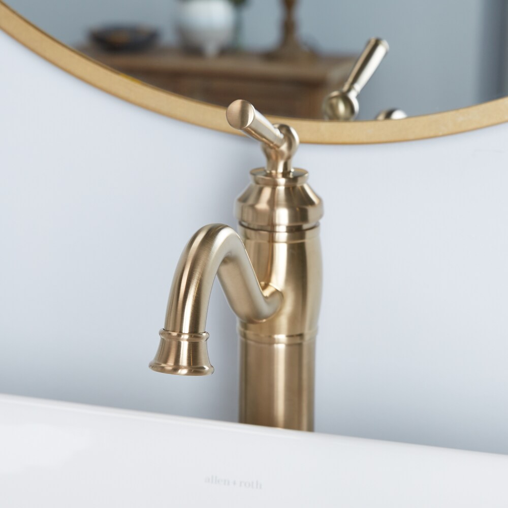 allen + roth 72-BVF11-BRZ-AR Reagan Brushed bronze Vessel 1-handle WaterSense Low-arc Commercial/Residential Handle Bathroom Sink Faucet with Drain