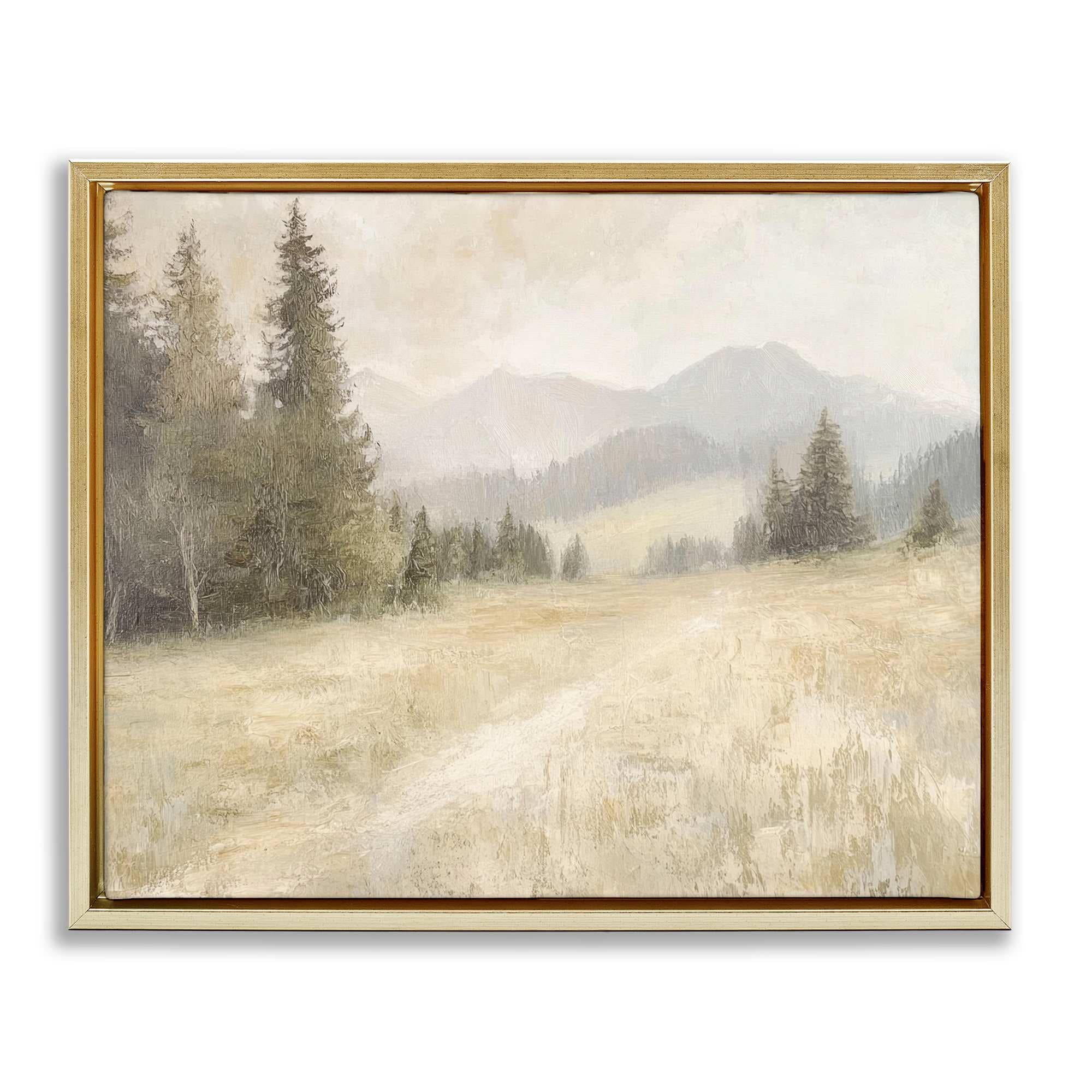 Stupell Industries BT-816-FFG-24X30 Fog on Mountain Valley Gold Framed Floater Canvas Wall Art By Petal Prints Design 31 x 25