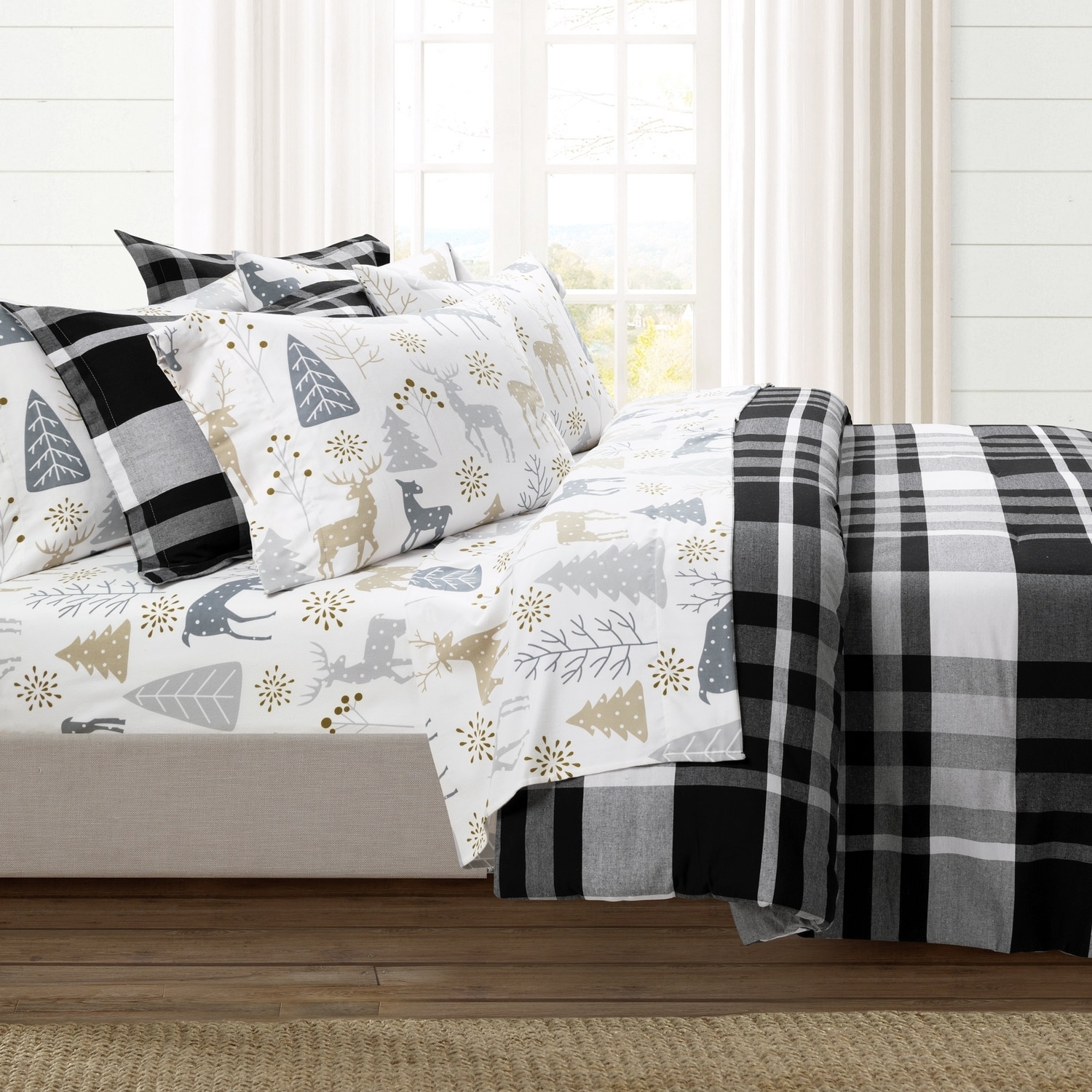 Lush Decor Wonderland Soft Flannel Sheet Set - Gray - Queen