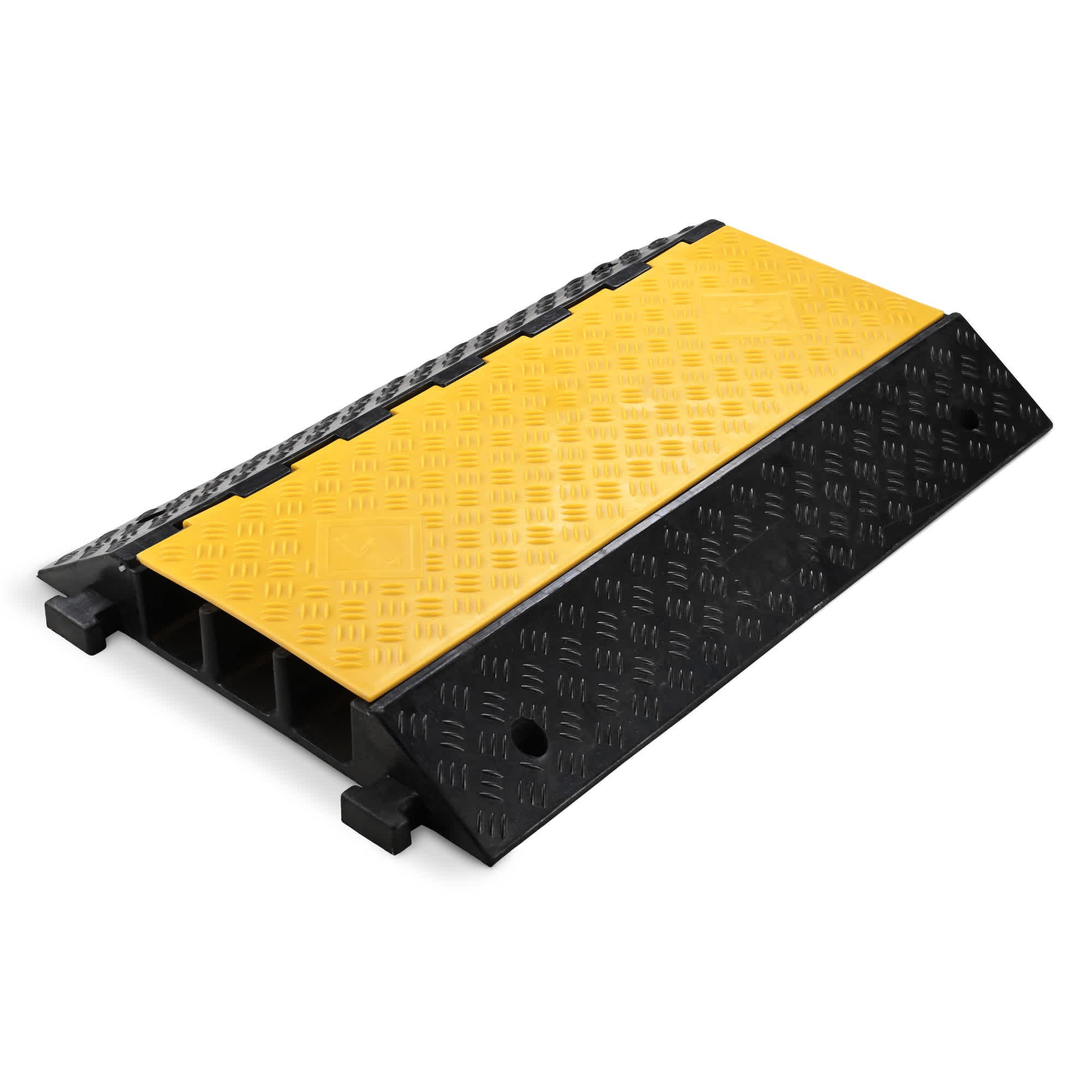 Yescom 3-Channel Rubber Cable Ramp 40000 Lbs Wire Cord Ramp Driveway Hose Cover Protector Speed Bumps for Driveway Hose Pipe Hider #33WCR007-3C9075-LO
