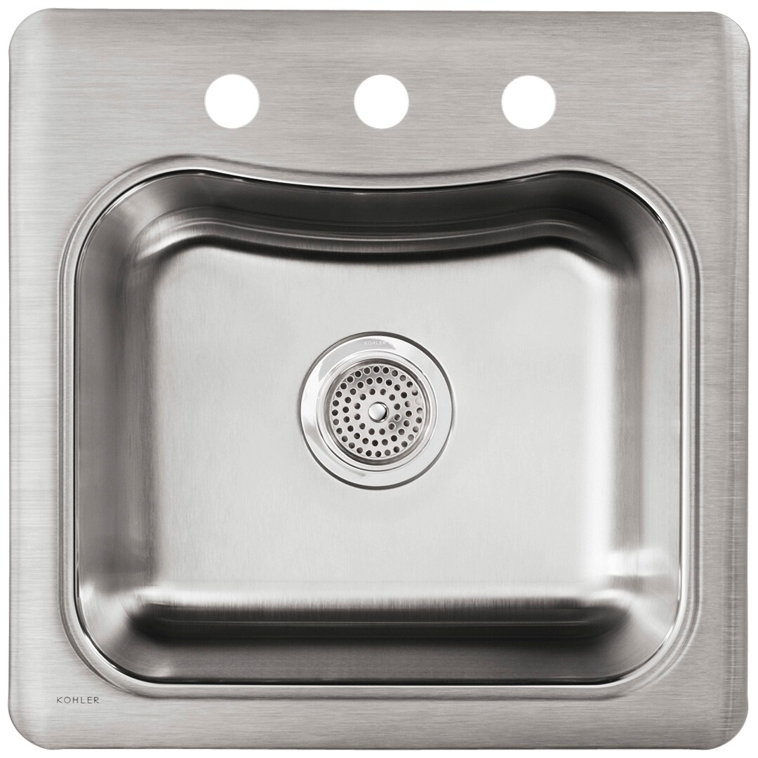 Kohler Staccato 20 In L X 20 In W Stainless Steel 3 Hole Drop In