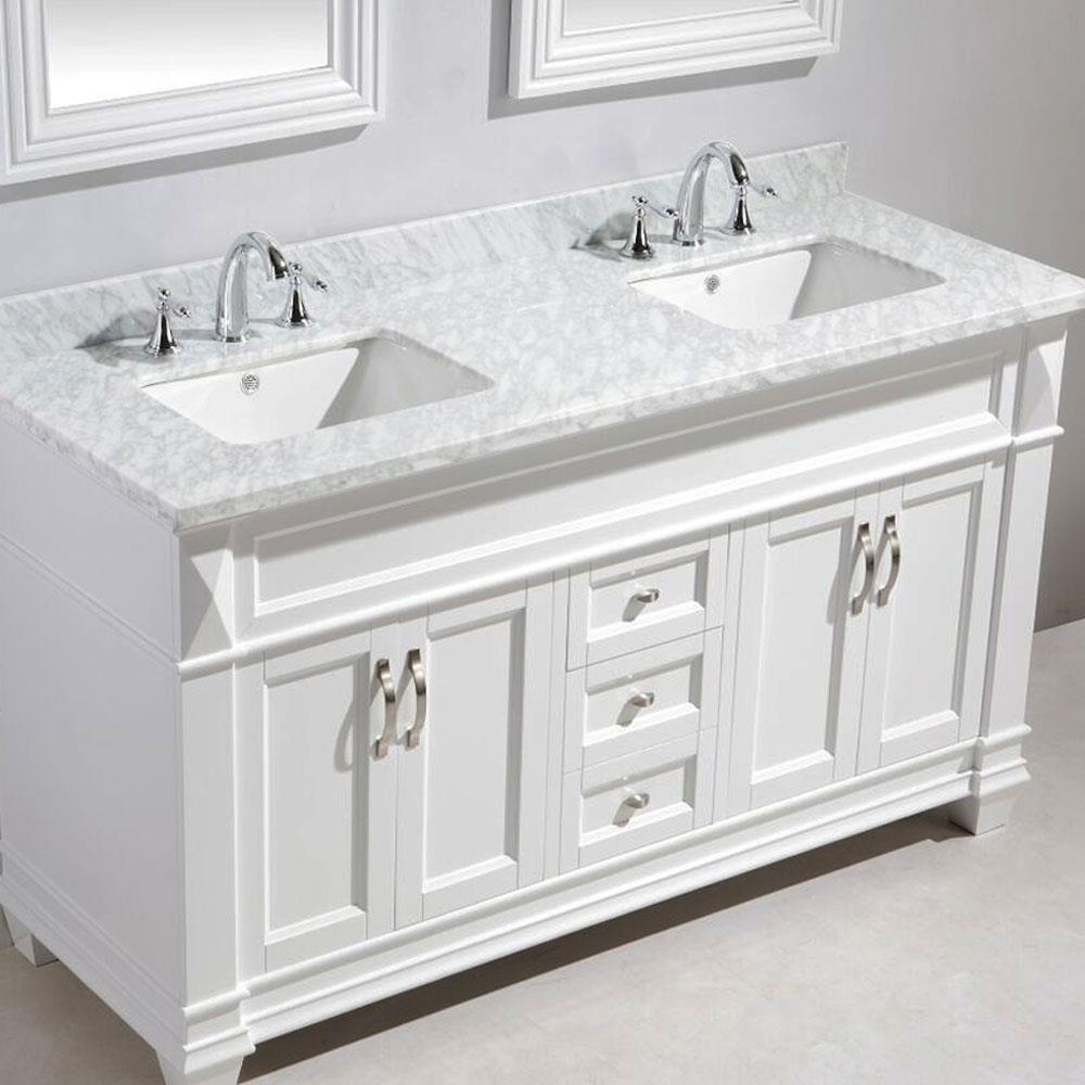 Design Element Hudson 61-in White Undermount Double Sink Bathroom ...