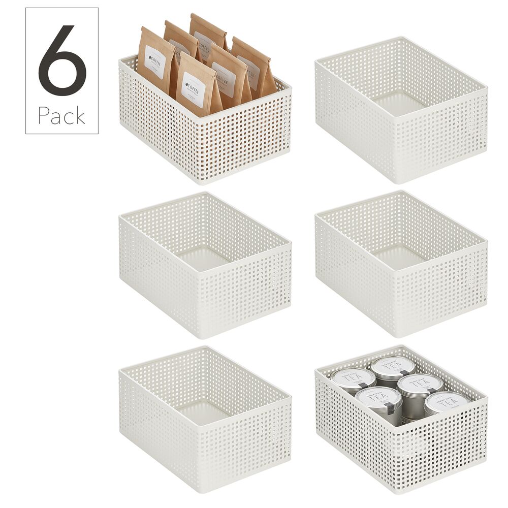 mDesign Woven Plastic Kitchen Pantry Storage Bin Basket - 6 Pack