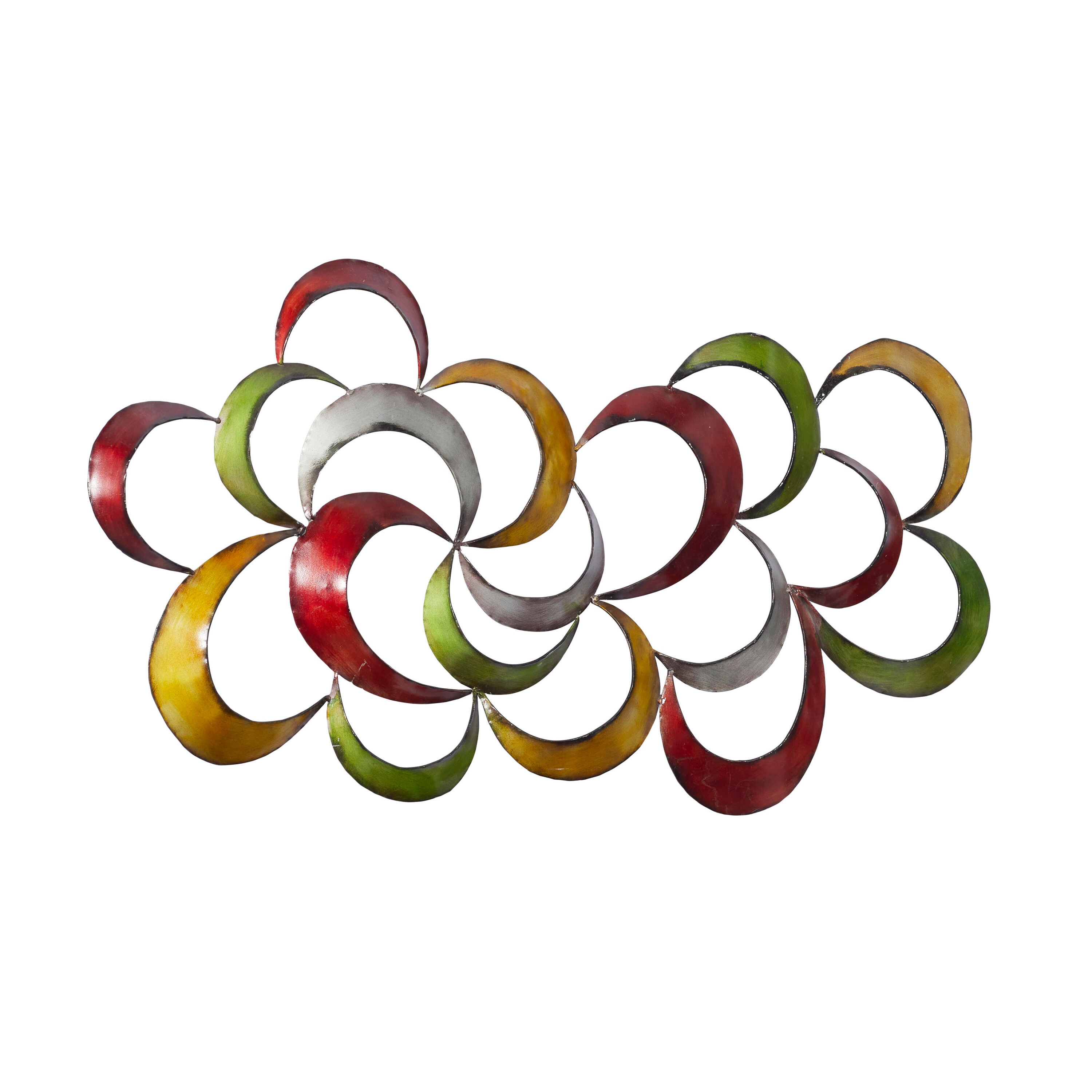 Multicolored Abstract Pinwheel Metal Wall Sculpture