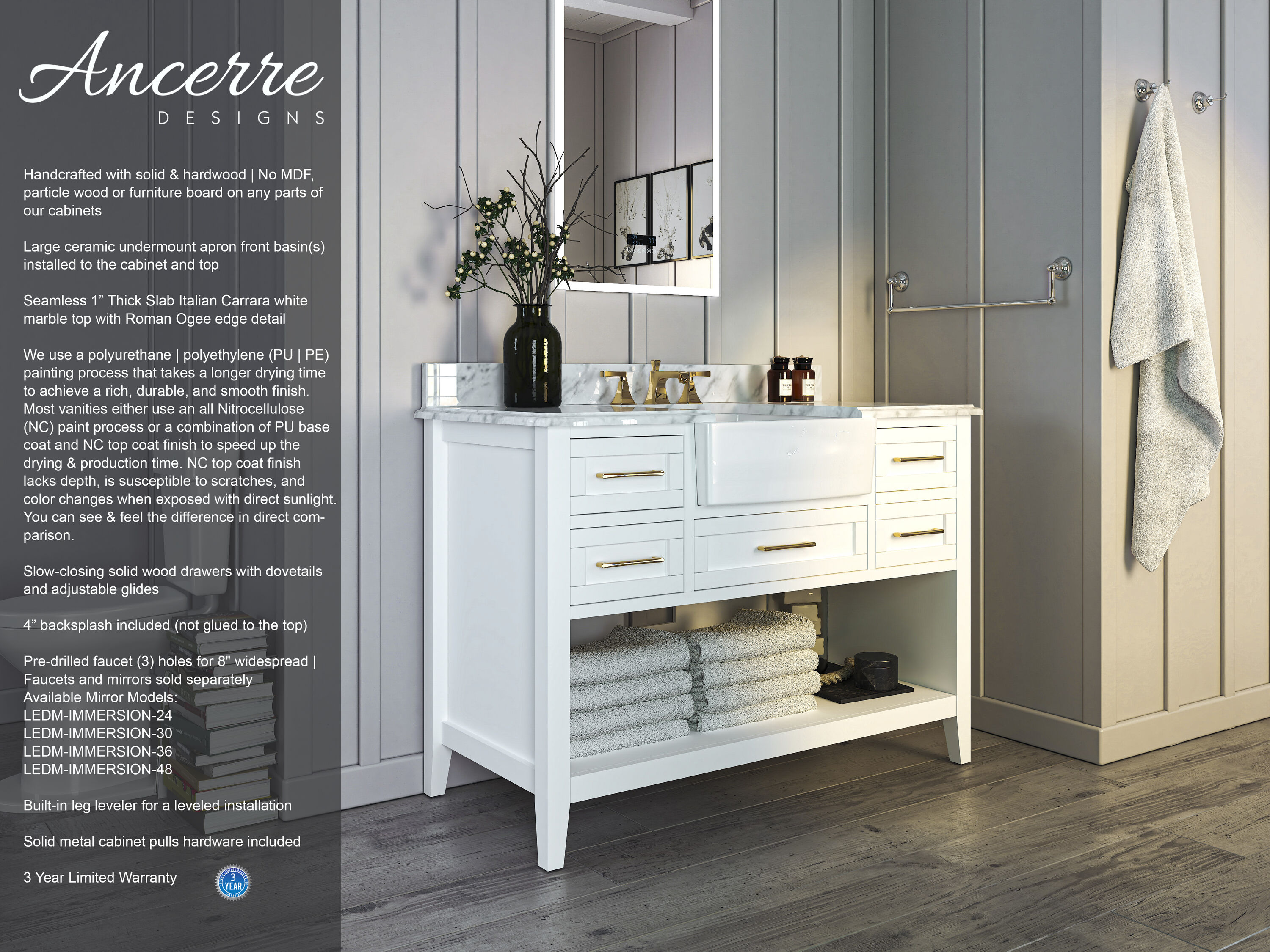 Ancerre Designs VTS-HAYLEY-48-W-CW Bath-Vanity-Combo - View #2