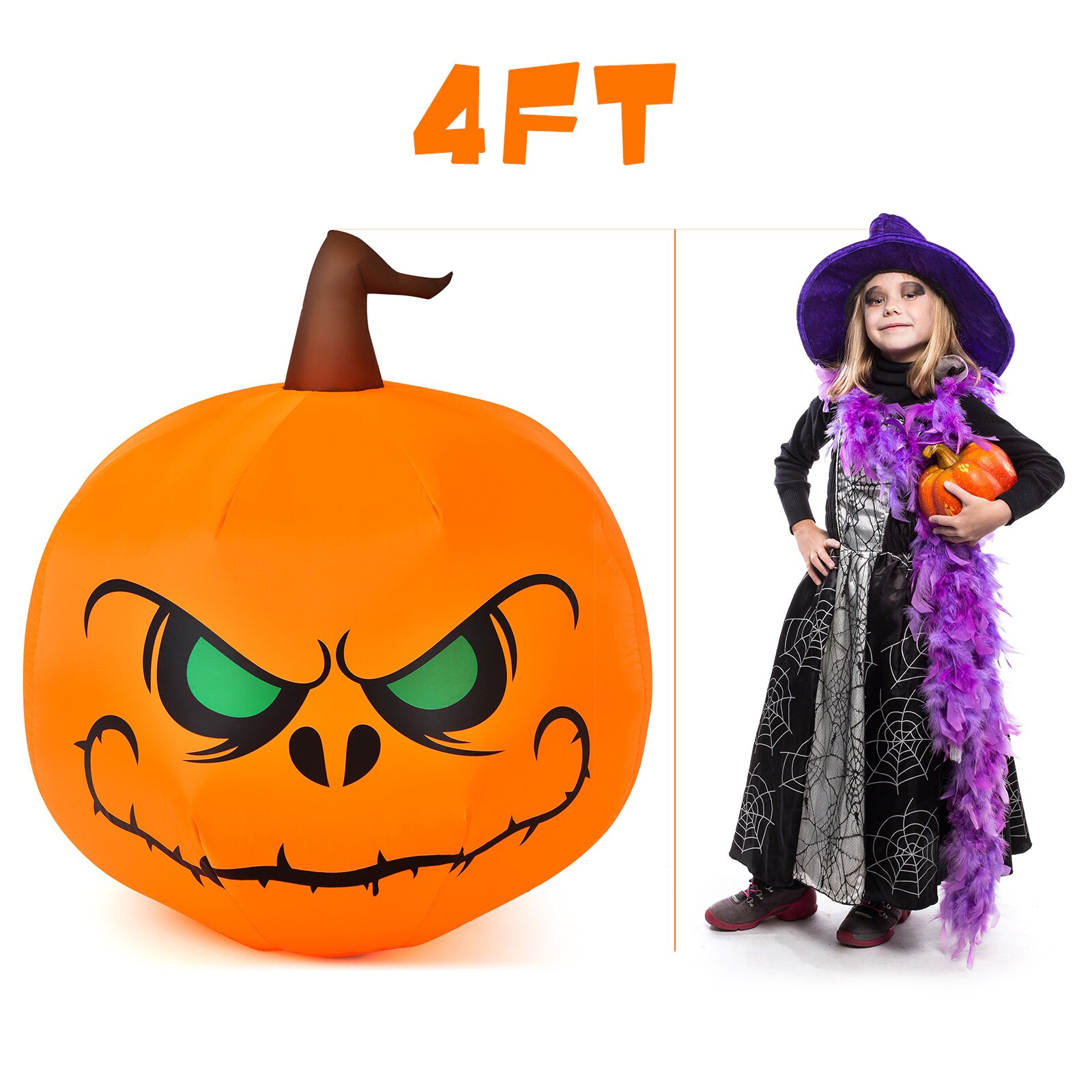 NFL 4 Ft. Inflatable LED Pumpkin with Tethers and Stakes