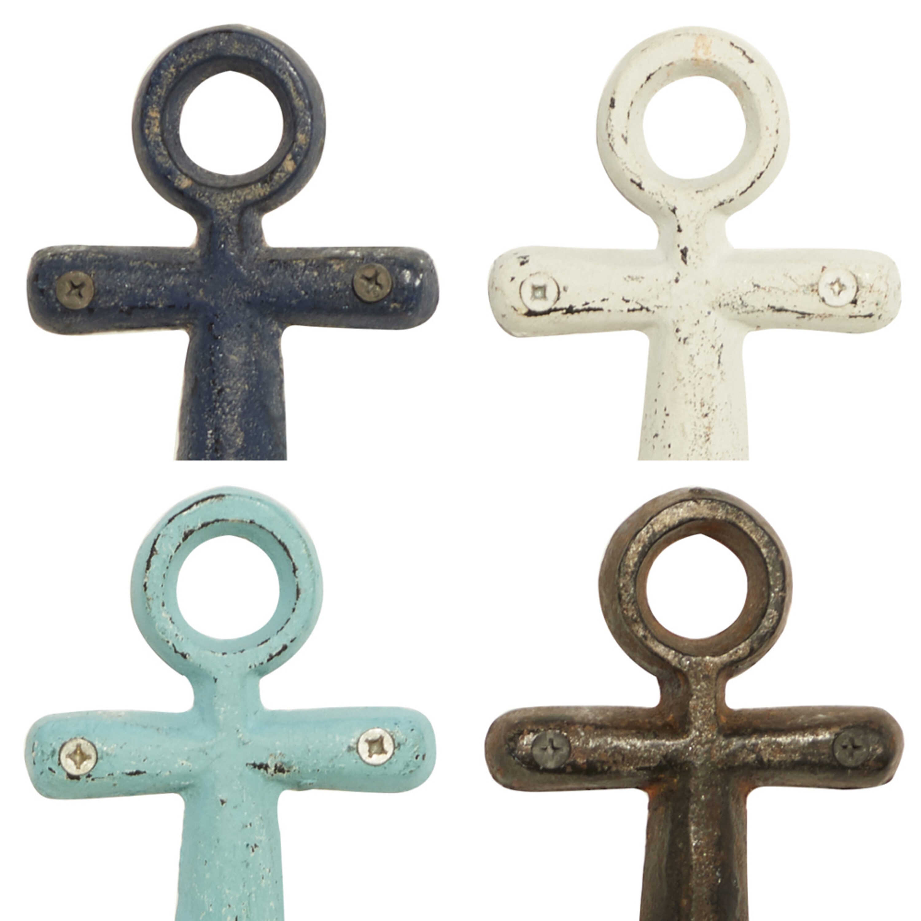 Multicolored Metal Anchor Wall Hooks Set of Four