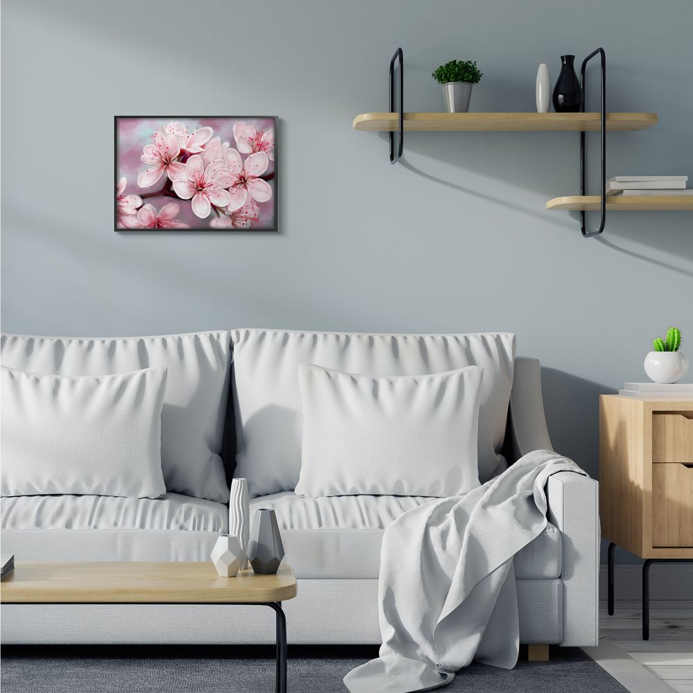 Pink Cherry Blossom Floral Canvas Wall Art for Nursery