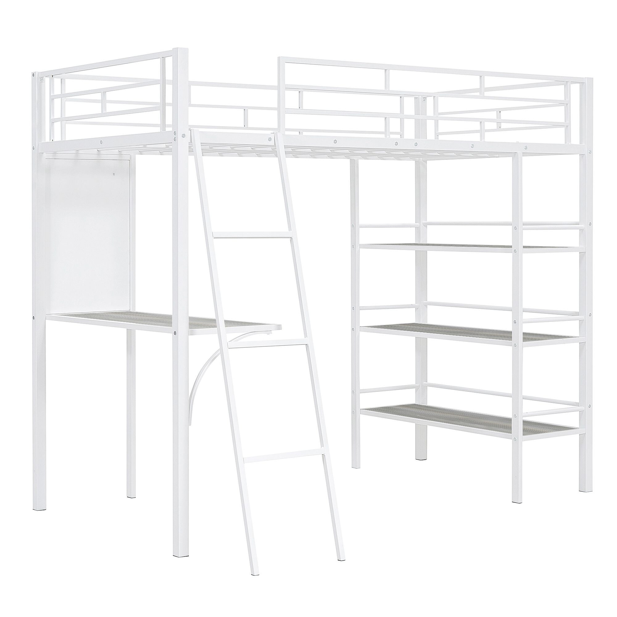 Yiekholo White Twin Loft Bunk Bed in the Bunk Beds department at