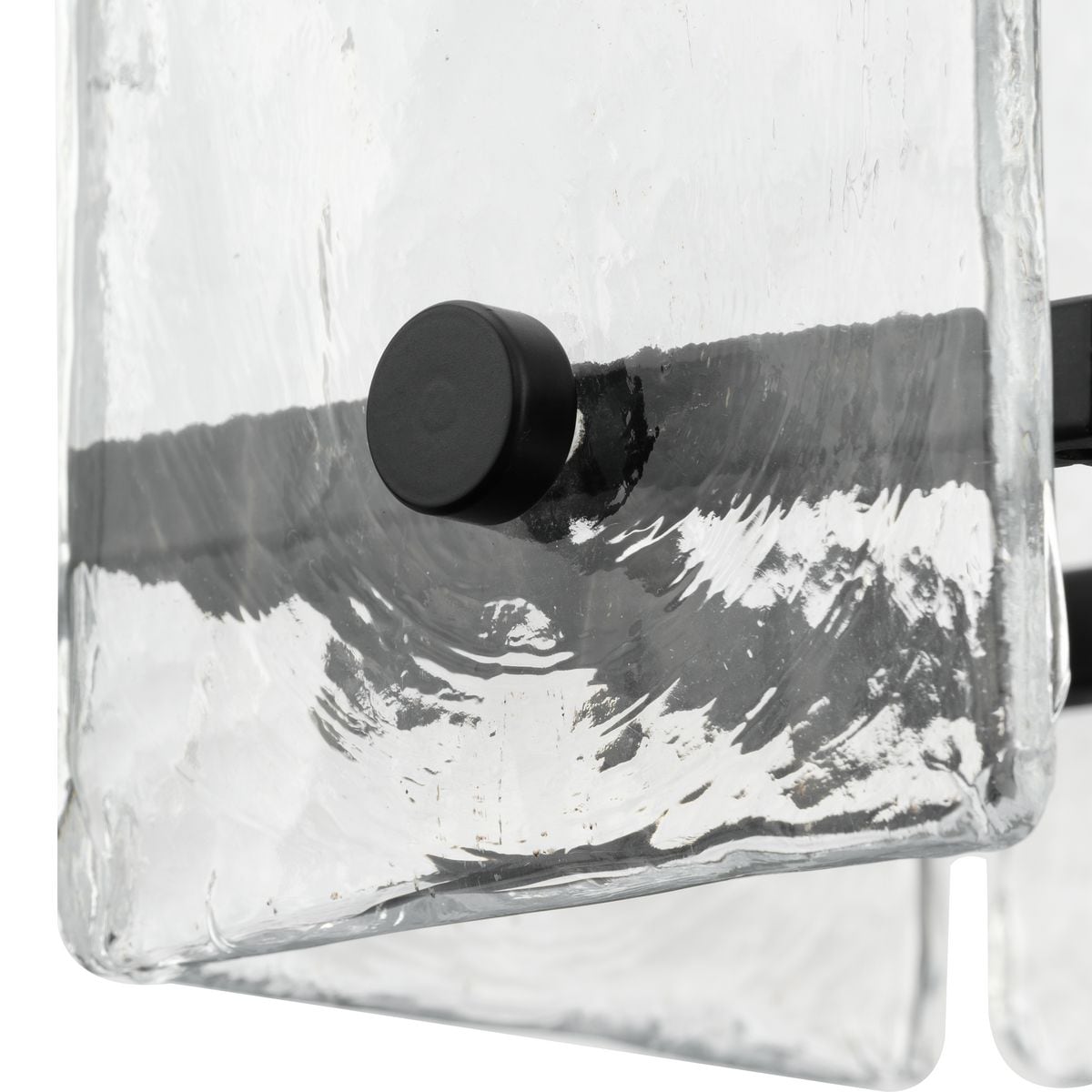 Rivera Matte Black Mini Pendant with Clear Textured Glass