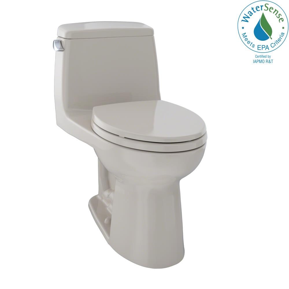 TOTO MS854114EL-03 Eco Ultramax Bone Elongated Chair height Soft Close 1-piece Toilet 12-in Rough-In WaterSense 1.28 GPF