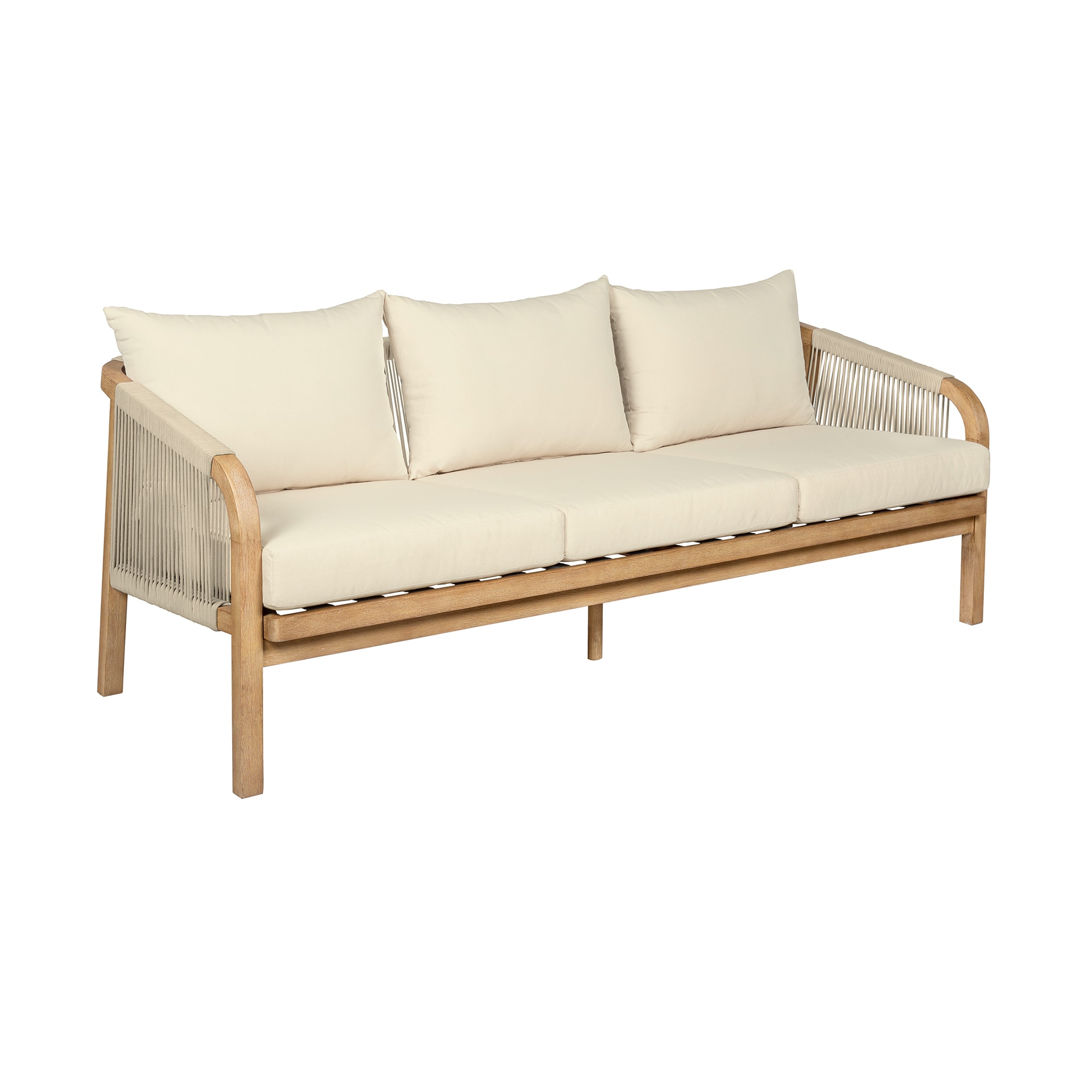 Armen Living LCCYSOEUCTN Cypress Outdoor Sofa with Gray Cushions and Eucalyptus Frame