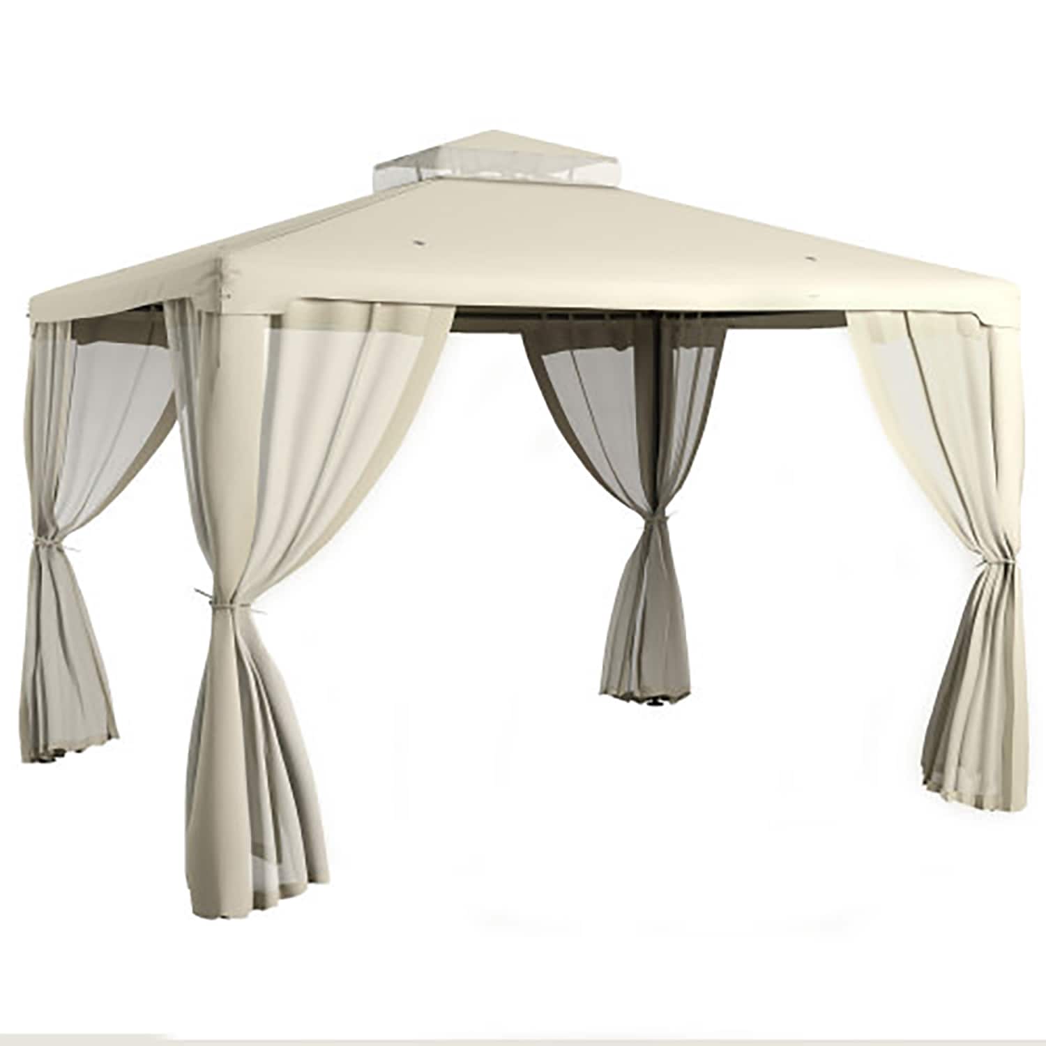 GZMR GM-AB-00435 10-ft x 12-ft Cream White Rectangle Gazebo with Soft top Roof (Screen Included)