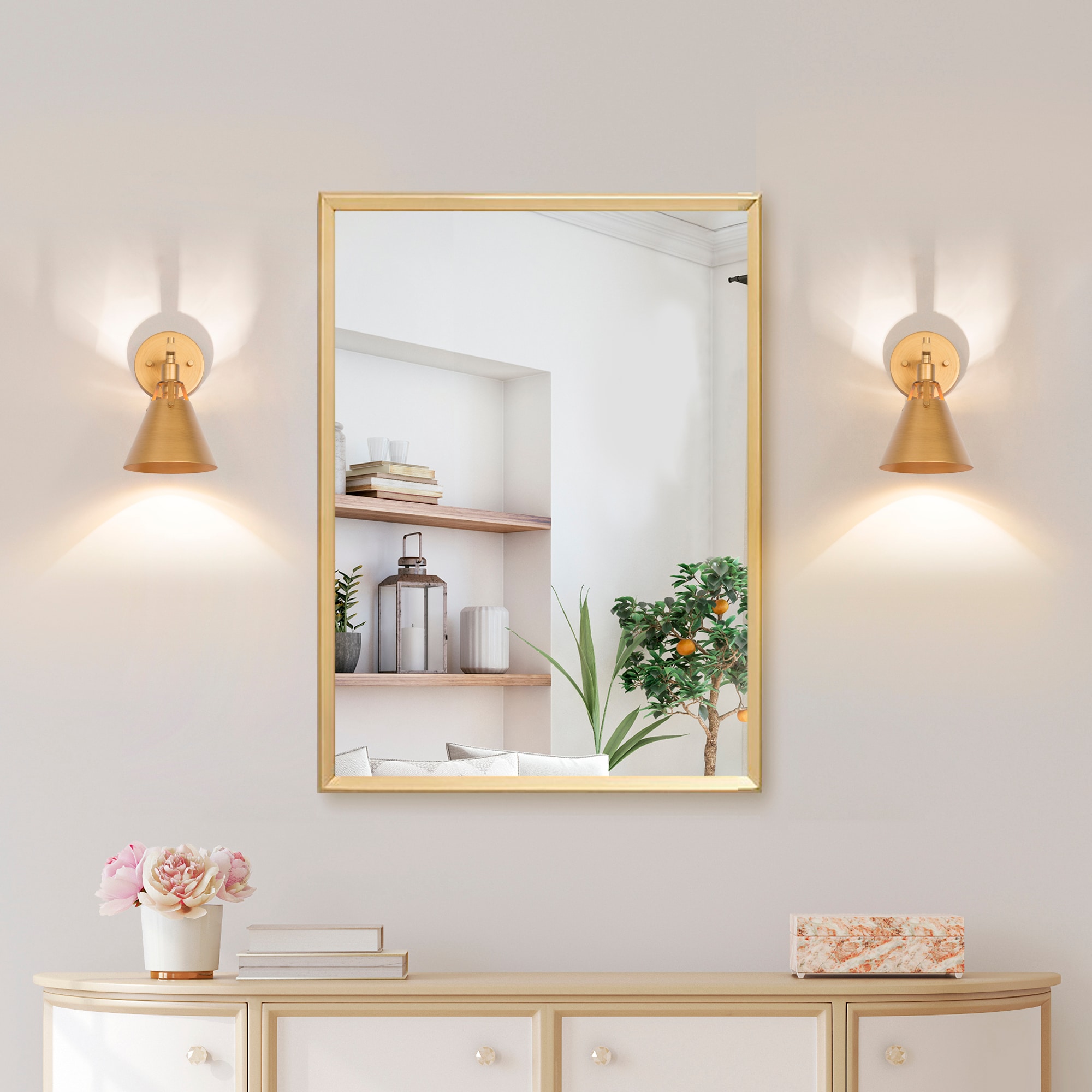LNC Nero 6-in W 2-Light Hand-brushed Gold Modern/Contemporary LED Wall ...