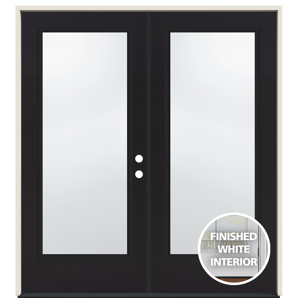 S-2500 72-in x 80-in x 4-9/16-in Jamb Low-e Black Steel French Left-Hand Inswing Double Patio Door | - JELD-WEN JWPRO238700017