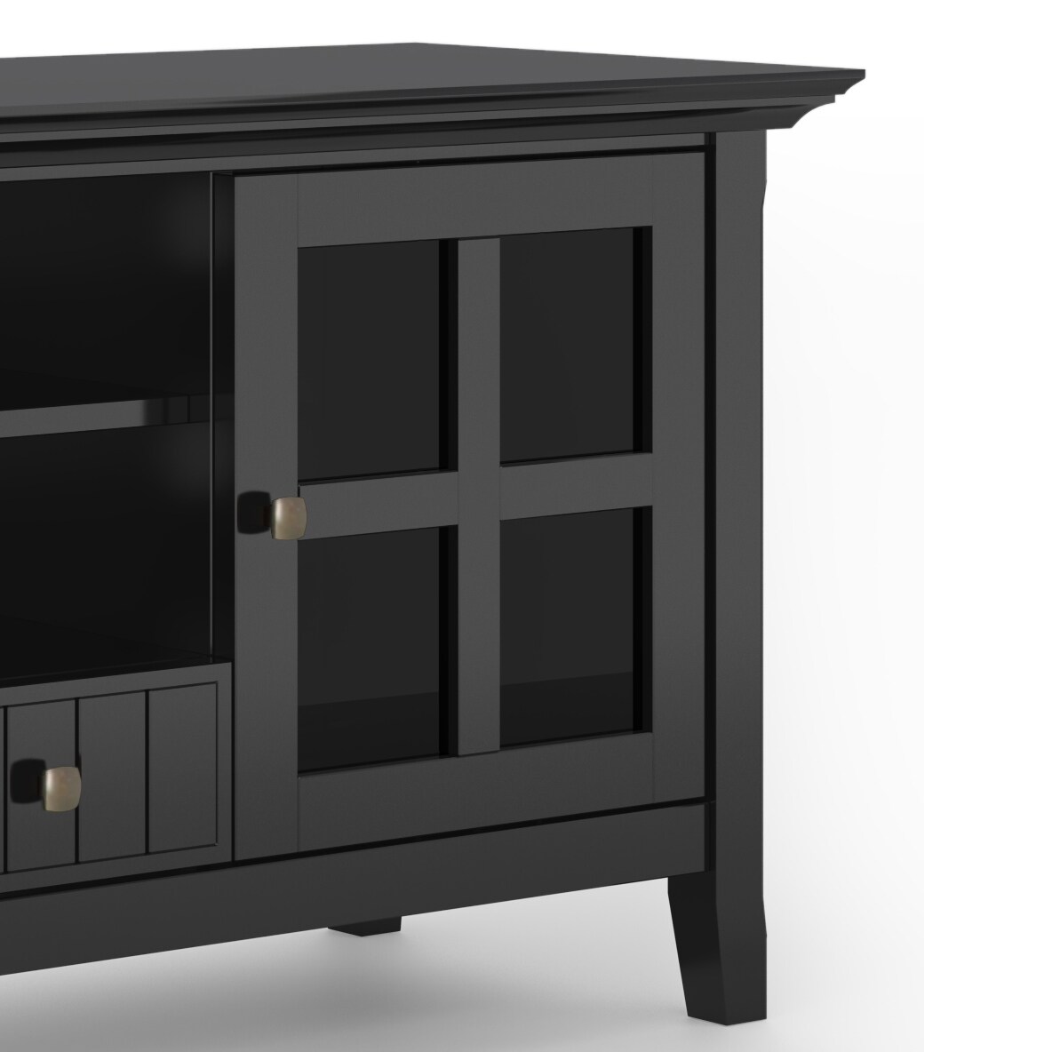 Acadian Black Solid Wood 60" TV Media Stand with Cabinets