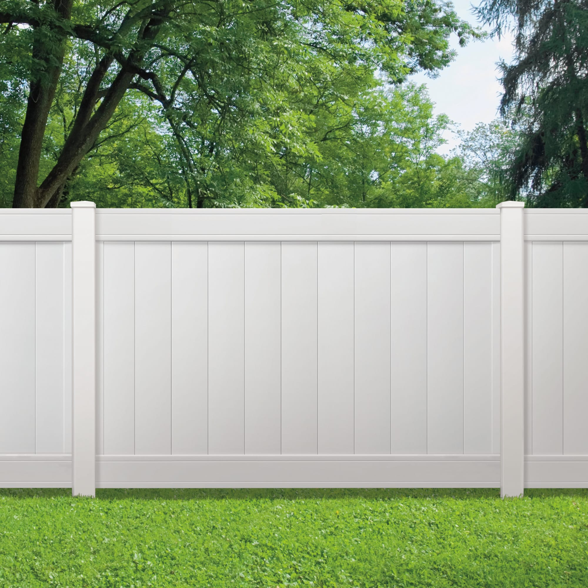 Shop Outdoor Essentials Woodbridge 4-ft H x 6-ft W White Privacy Vinyl ...