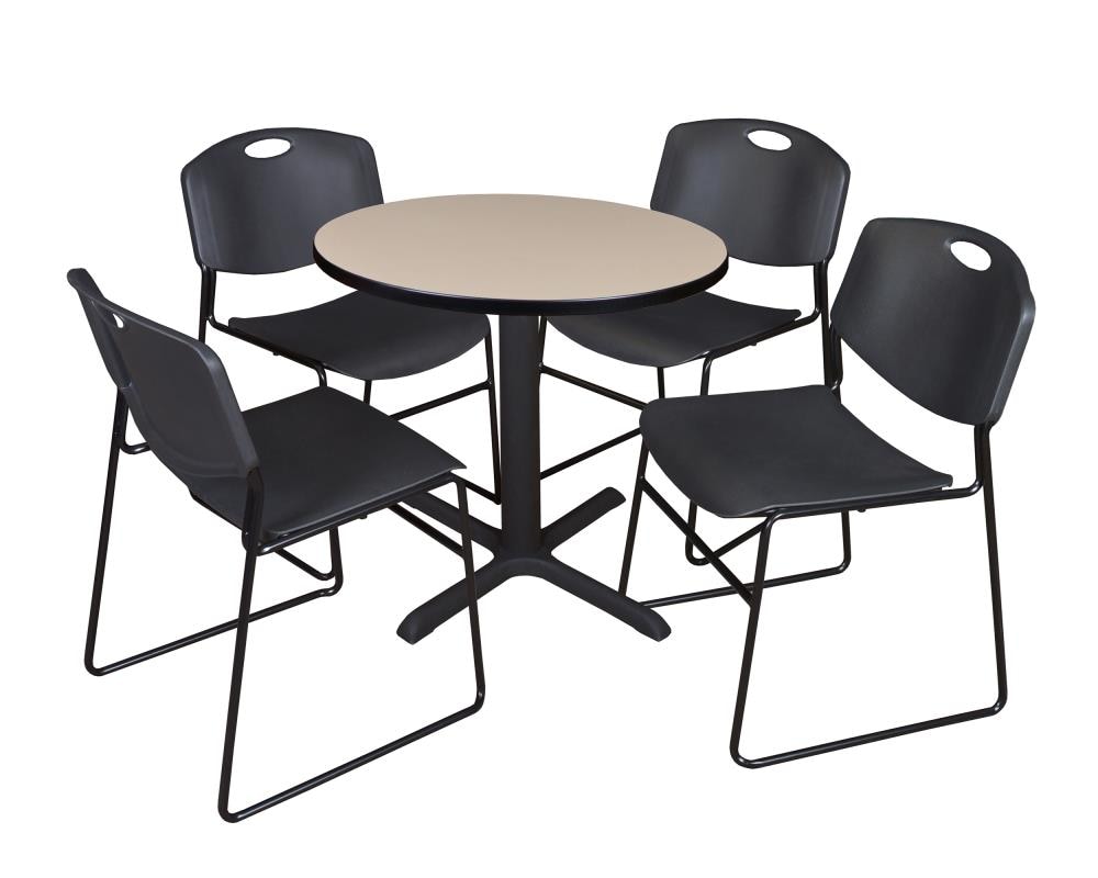 Regency TB30RNDBE44BK Breakroom Off-white 4-Person Training Table (30-in W x 29-in H)