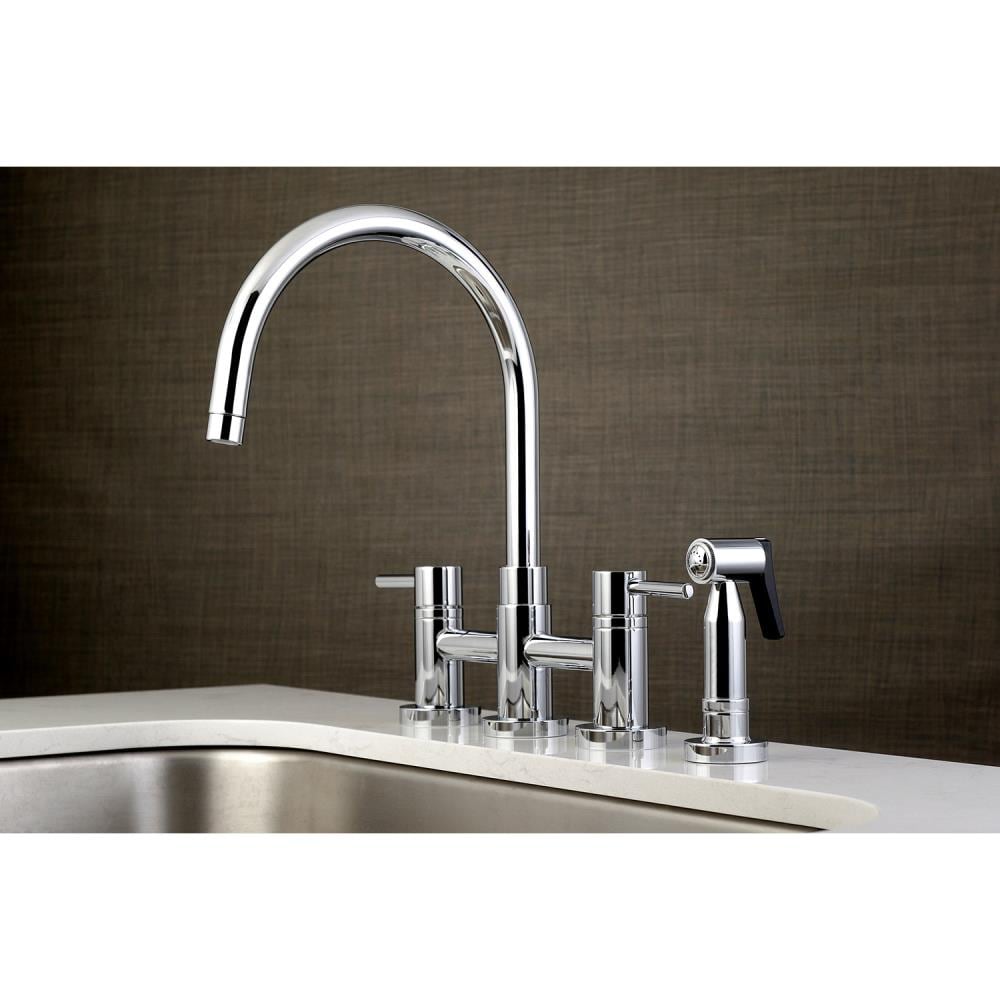 Kingston Brass KS414PB Polished Brass Concord 1.8 GPM Widespread Bridge  Kitchen Faucet - Includes Escutcheon 