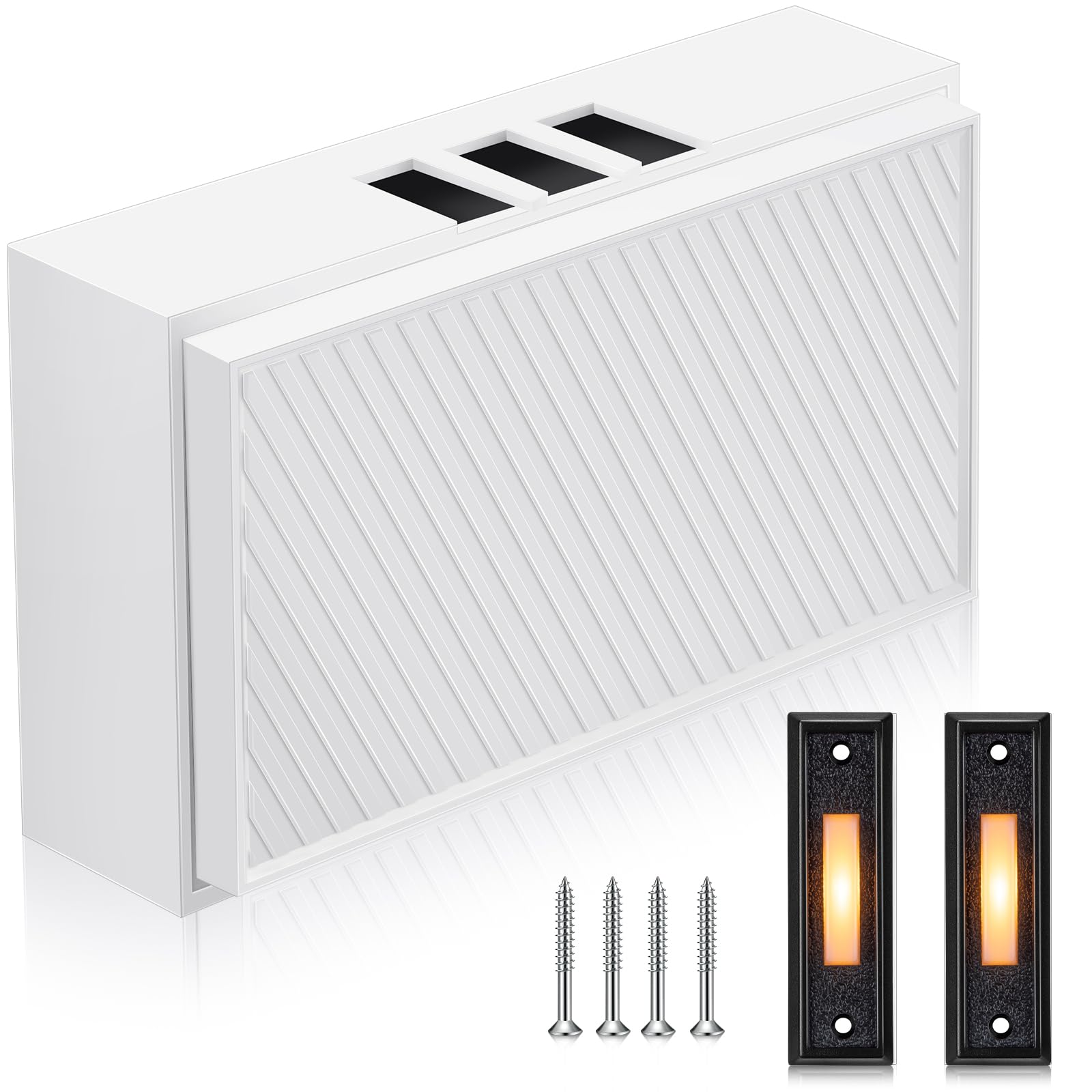 Justincity  Wired Doorbell Chime Kit with Two Lighted Push Buttons 16V 10VA Dual Sound for Home Wall Mount Compatible with Most Doorbells Black