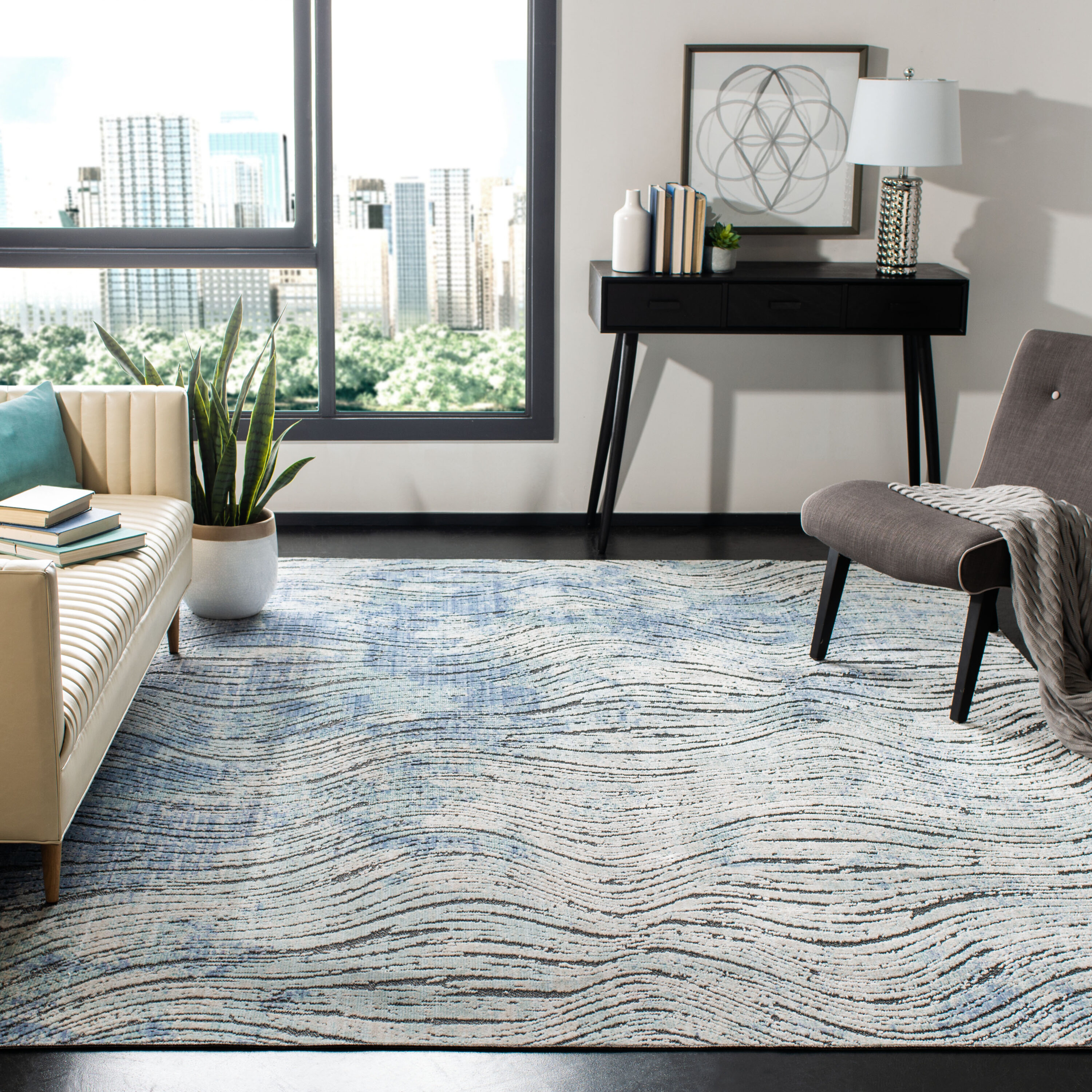 Safavieh - Provance 156A Cresm Aqua 8 x 10 Rectangular Area rug