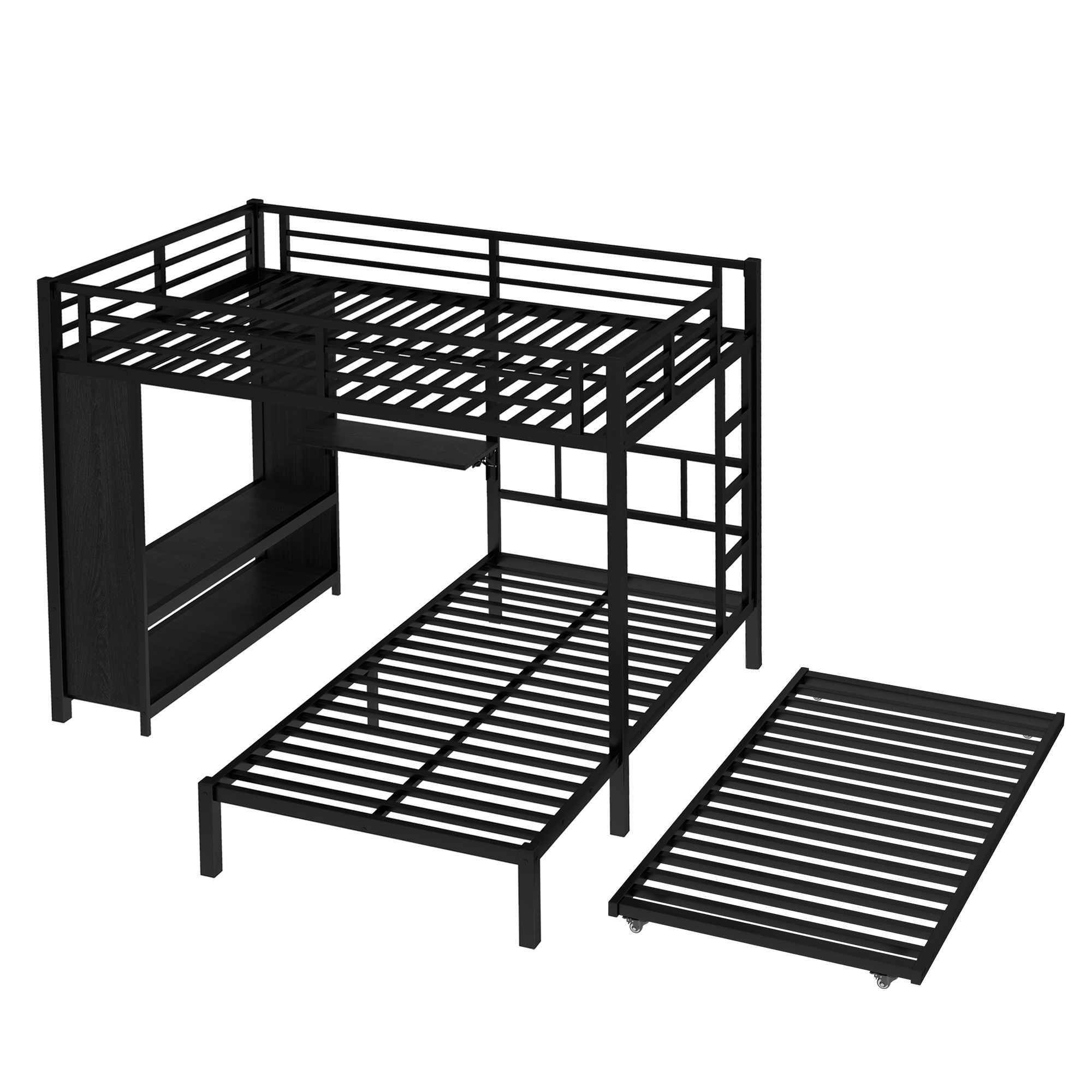 SINOFURN Black Full over futon Bunk Bed