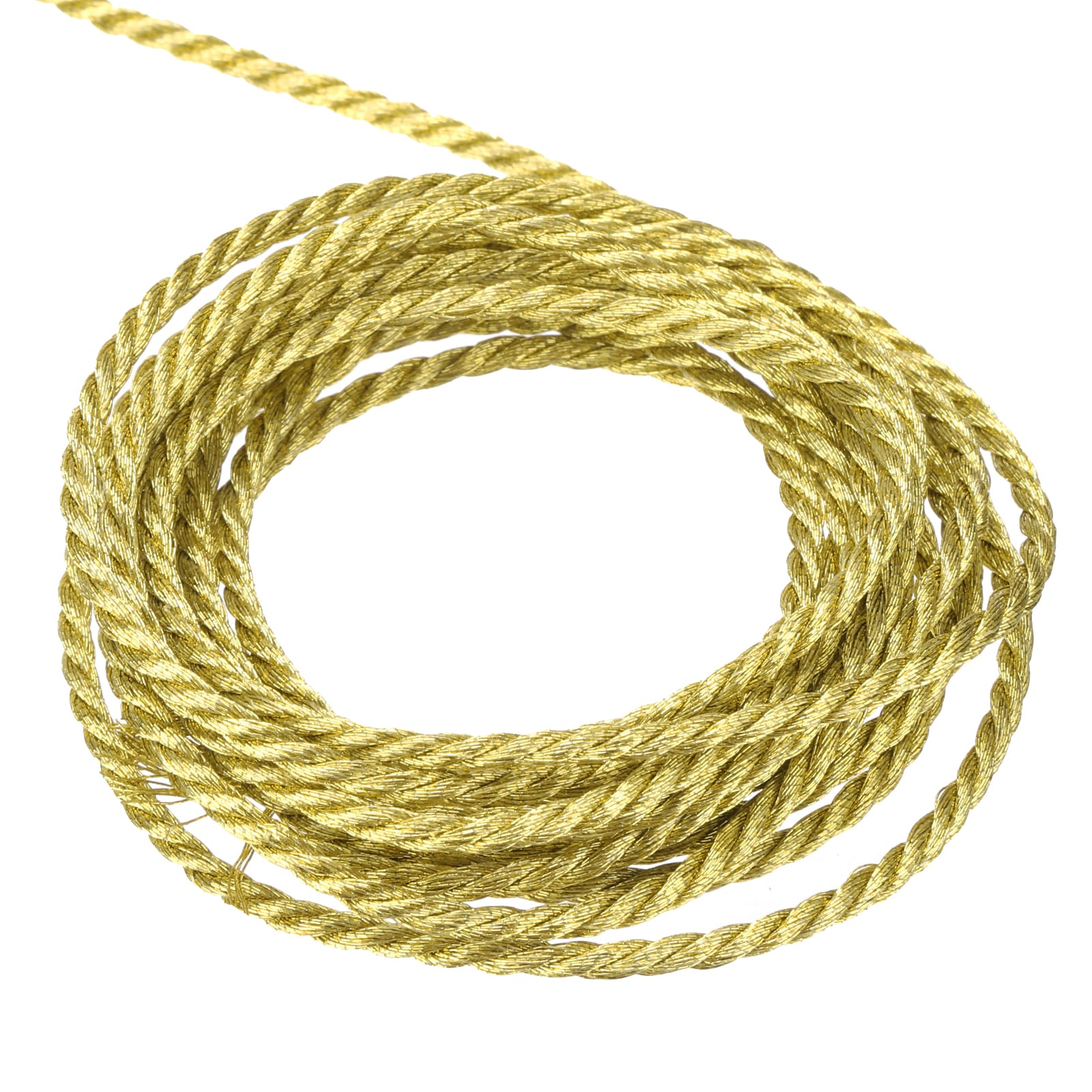 Unique Bargains Twisted Cord Trim 11 Yard 2mm 3-Ply Twine Braided Rope Shiny Thread String for Craft Gift Bag Curtain Christmas Decor Gold - 10m #S26041701UX1412