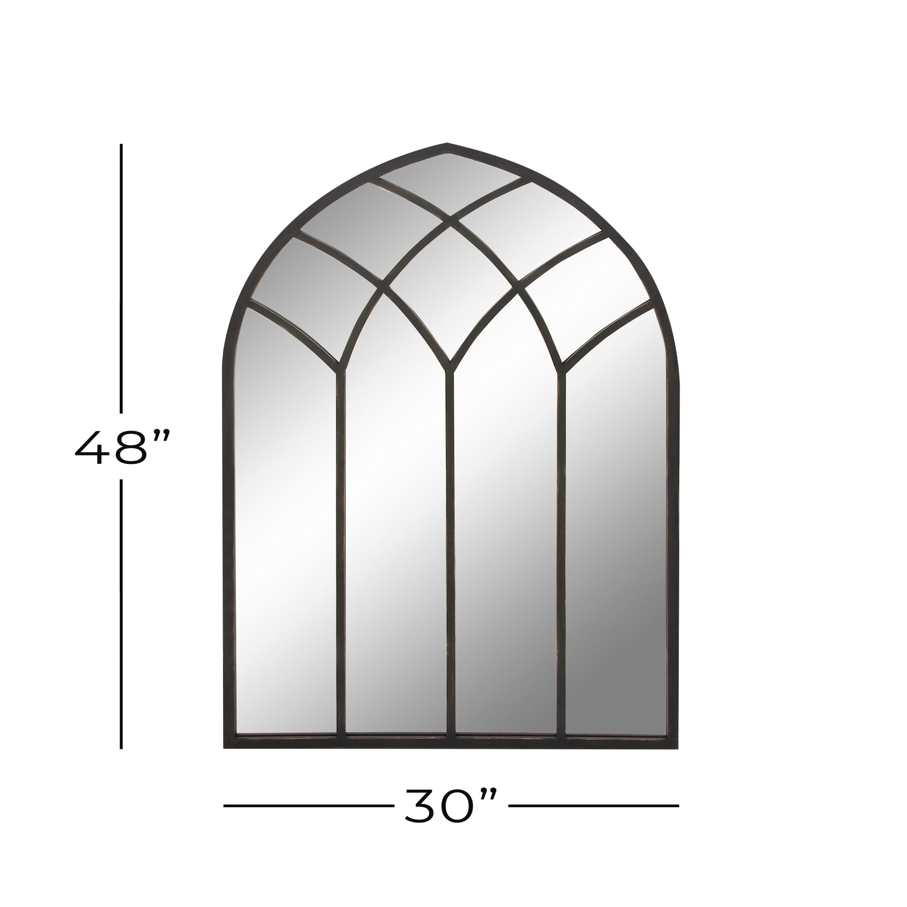 Black Arched Windowpane Full Length Wall Mirror