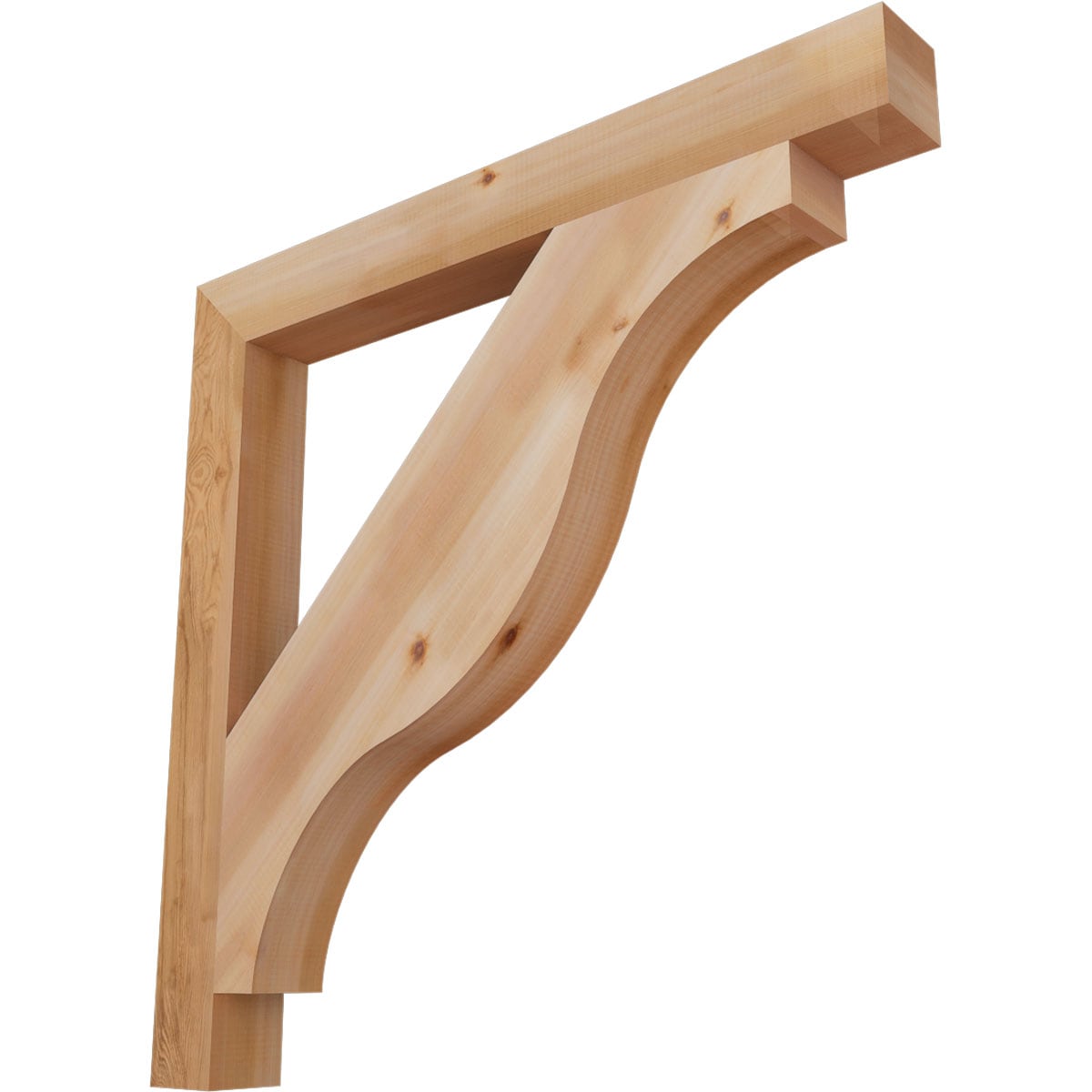 Ekena Millwork BKT04X38X38FST05SWR Funston Block Smooth 3-1/2-in x 38-in x 38-in Western red cedar Brown Wood Standard bracket