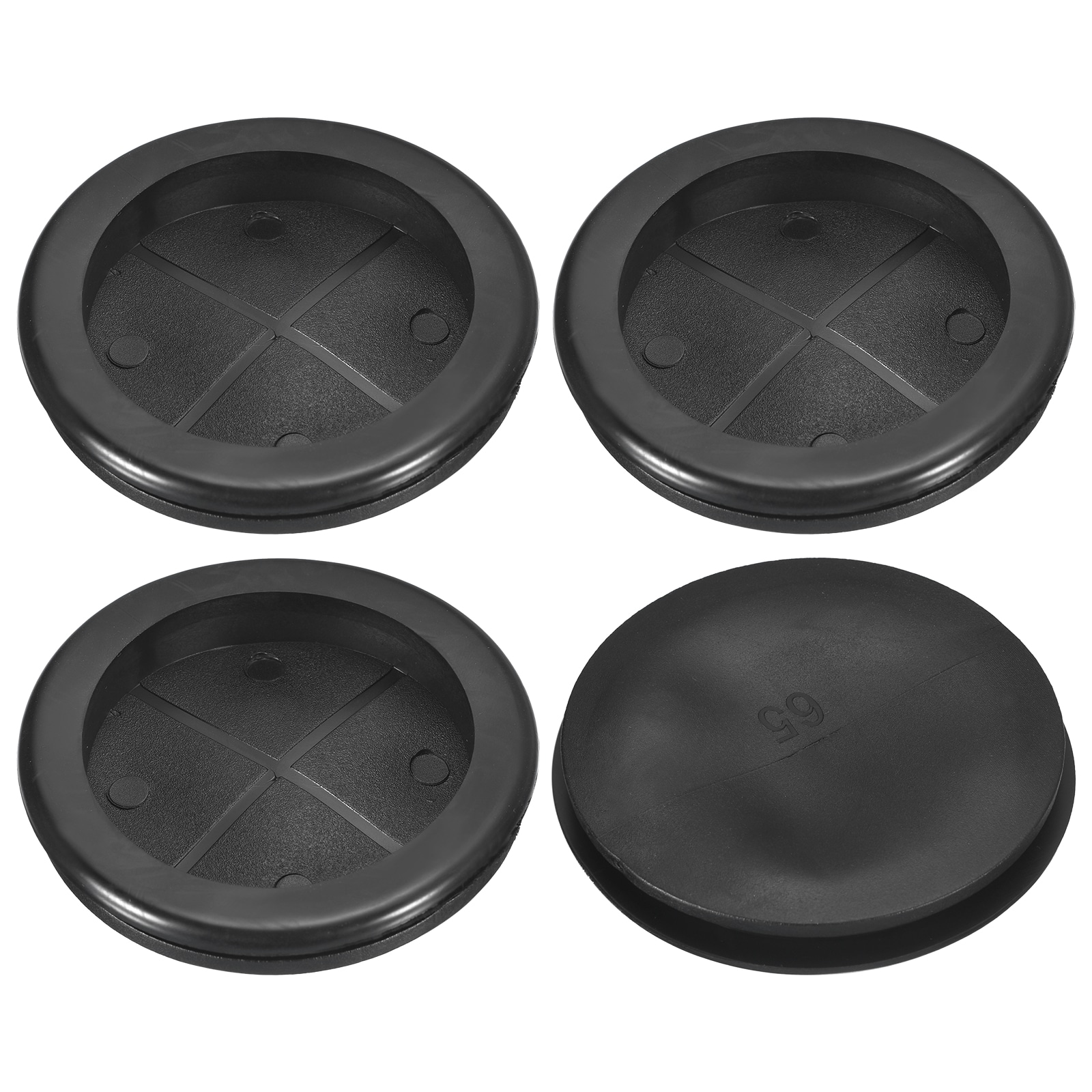 Unique Bargains 4pcs Rubber Grommets 2-4/8 Inch (65mm) Drill Hole 2-1/4 Inch (56mm) ID Single Sided Hole Plugs Ring Gasket for Firewall Cable Wire Protecting Black