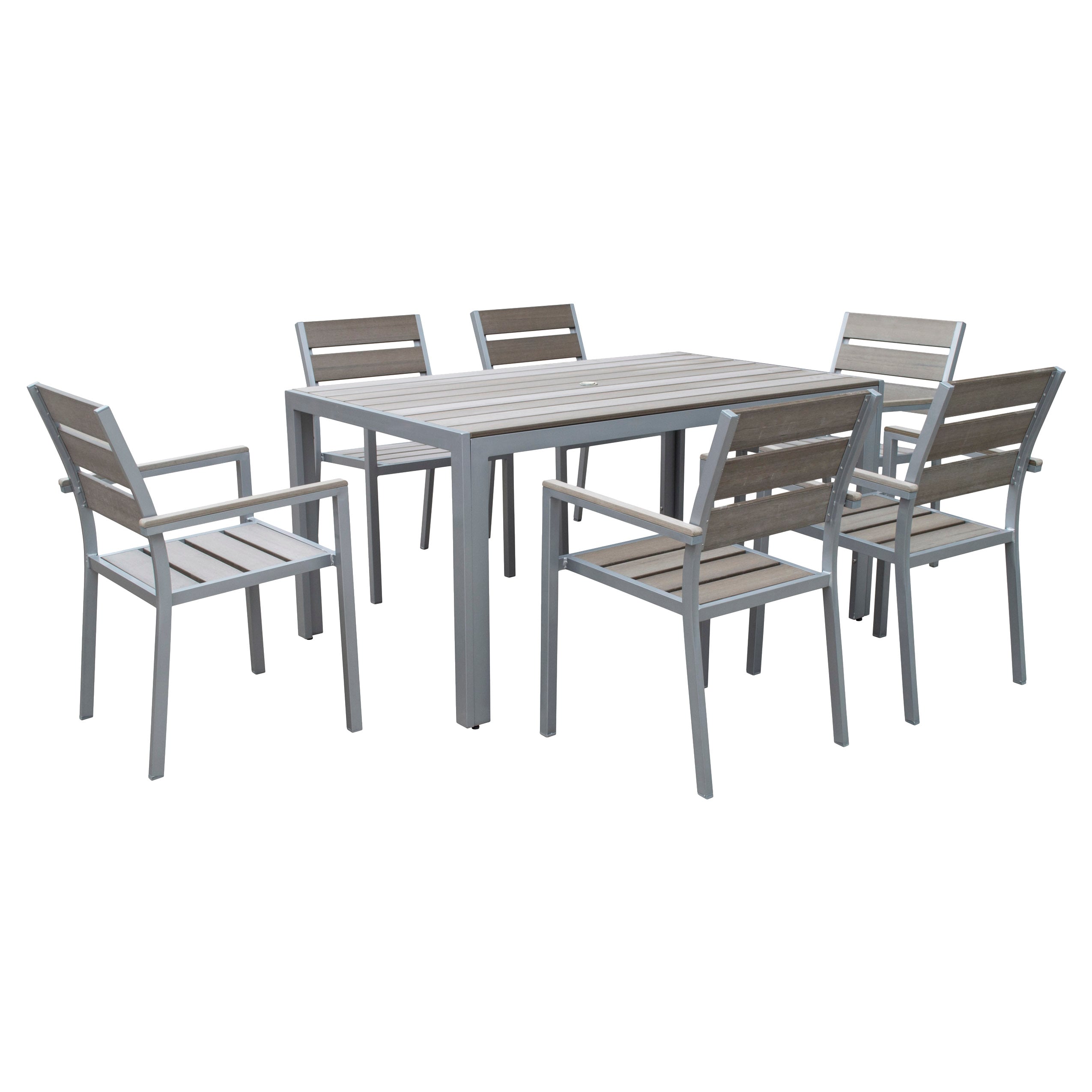 wood and metal outdoor dining set