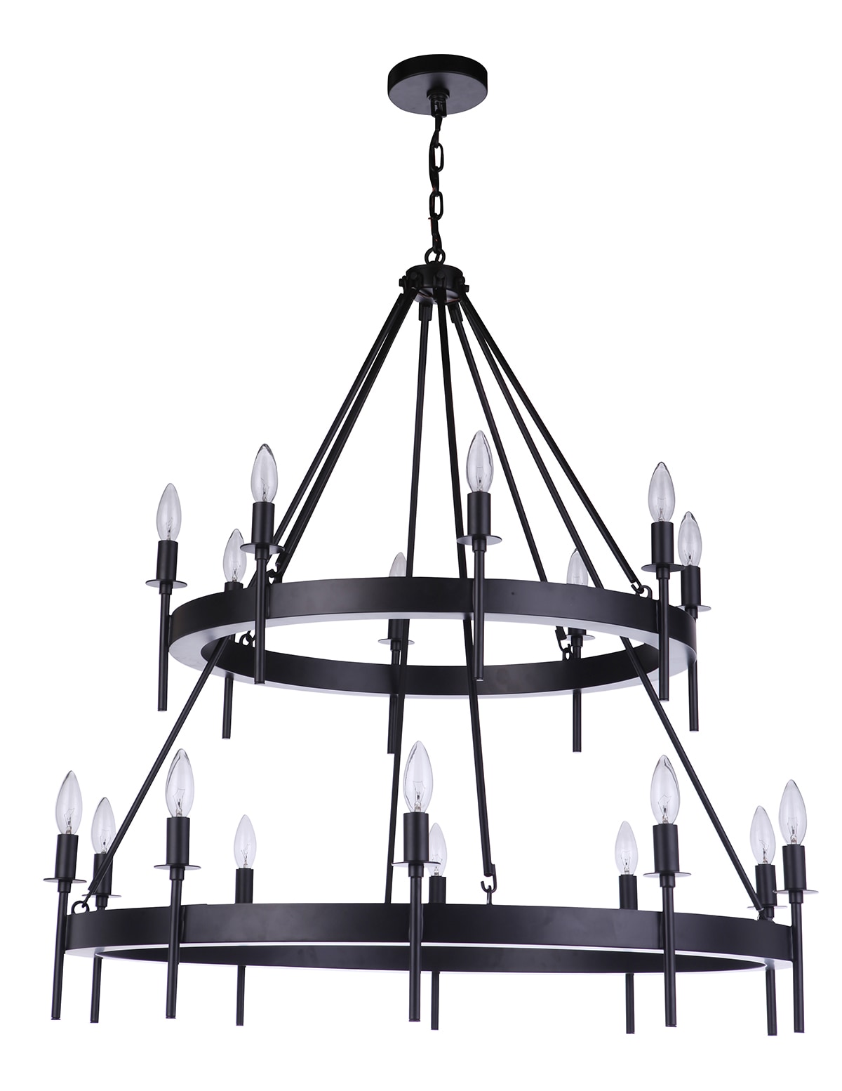 Craftmade 54318-FB Larrson 18 -Light Matte Black Transitional Bare bulb For Use in Bathrooms, Bedrooms, Dining Rooms, Foyers, Kitchens, Living Rooms Chandelier