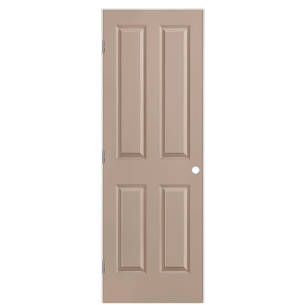 Masonite 1316510 28-in x 80-in Sandpiper Solid core 4 panel square Right hand Smooth Prefinished Molded composite Flat Jamb Single Prehung Interior Door