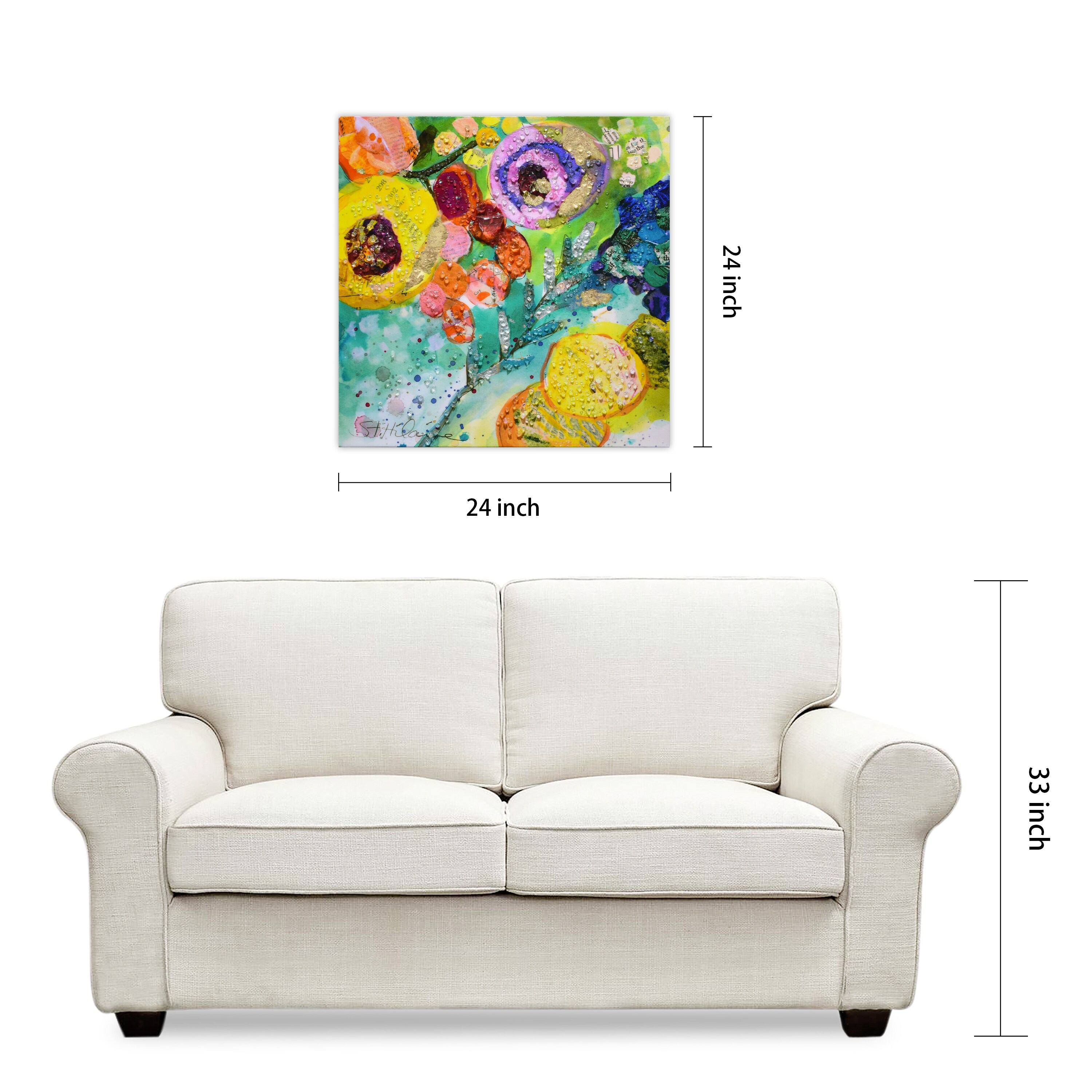 Floral Radiance II 24" Multicolor Epoxy Canvas Wall Art