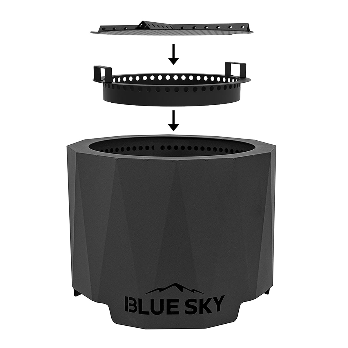 Black Powder-Coated Steel Smokeless Round Fire Pit