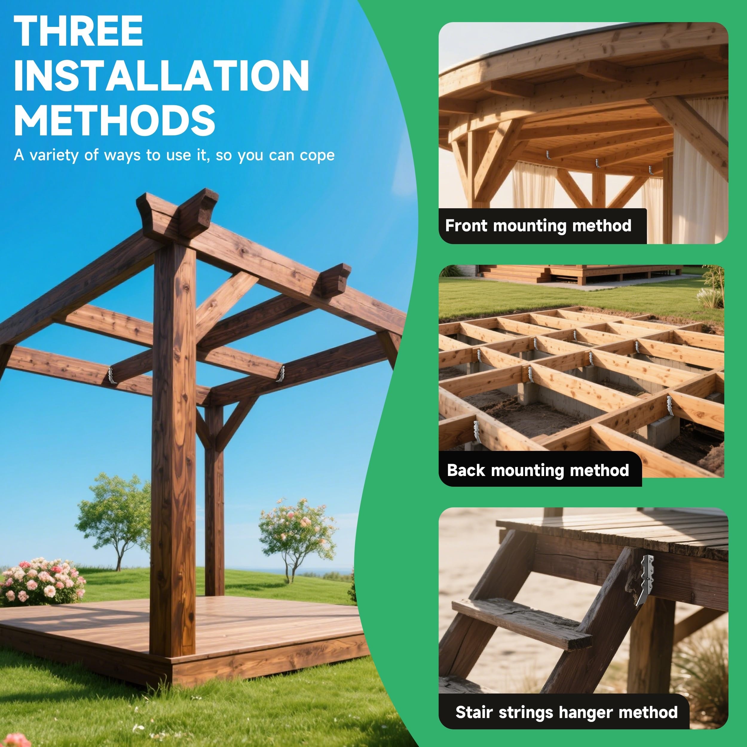 Etokfoks  12 piece 2 x 6 joist hanger set 14 gauge galvanized steel hurricane ties for rafters trusses floors decks and structural framing