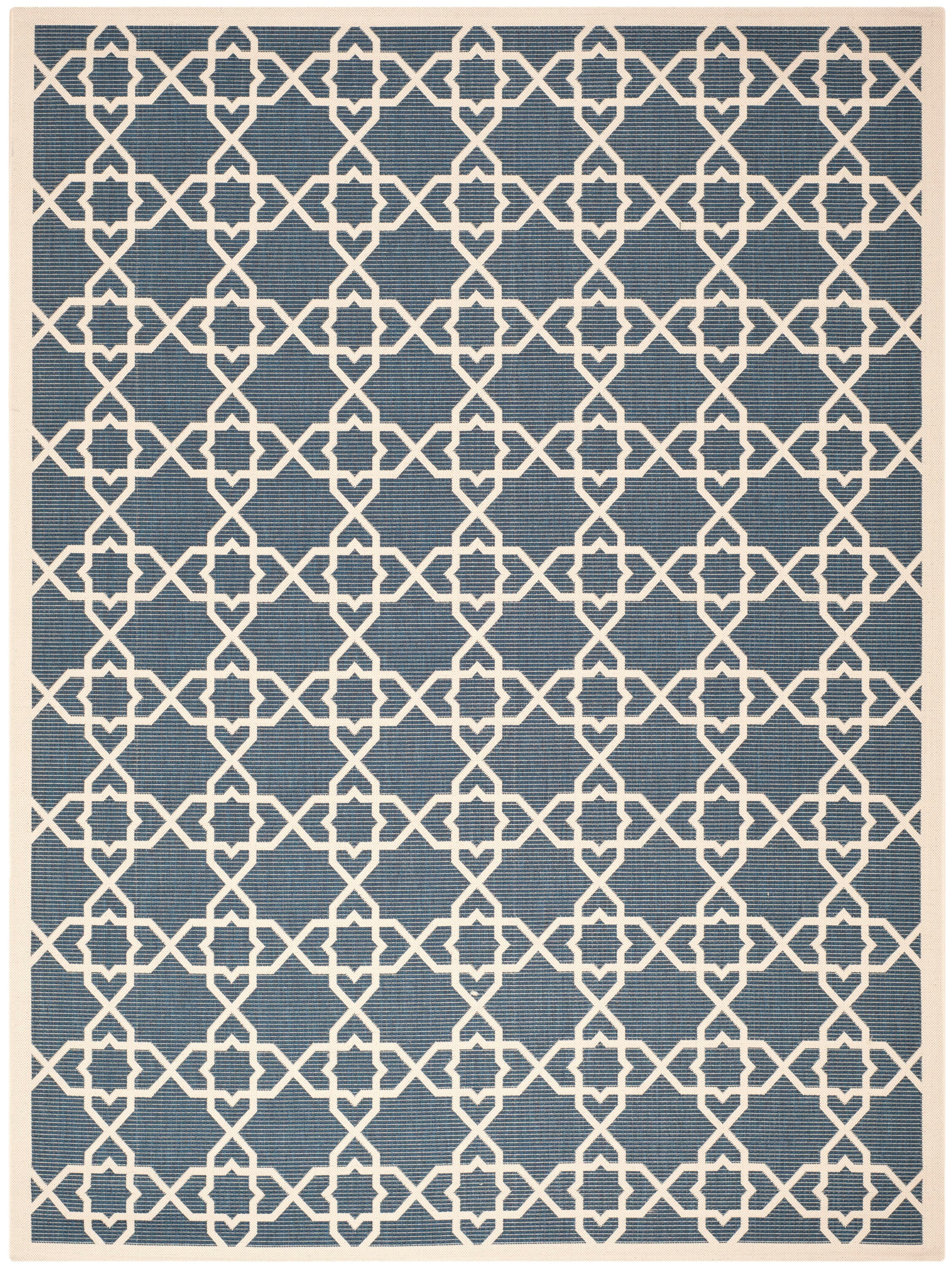 Cy6032 Courtyard Navy Beige 7 X 10 Area Rug