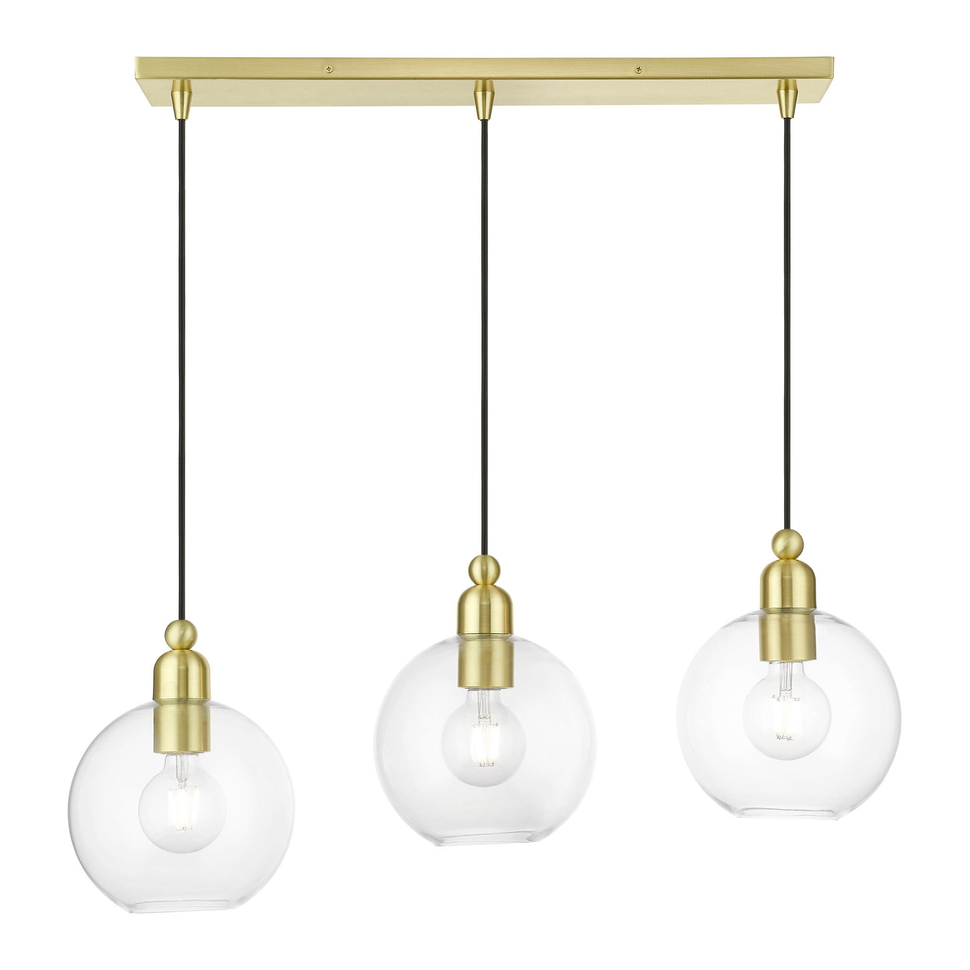 Livex Lighting Downtown 3-Light Satin Brass Industrial Chandelier In ...