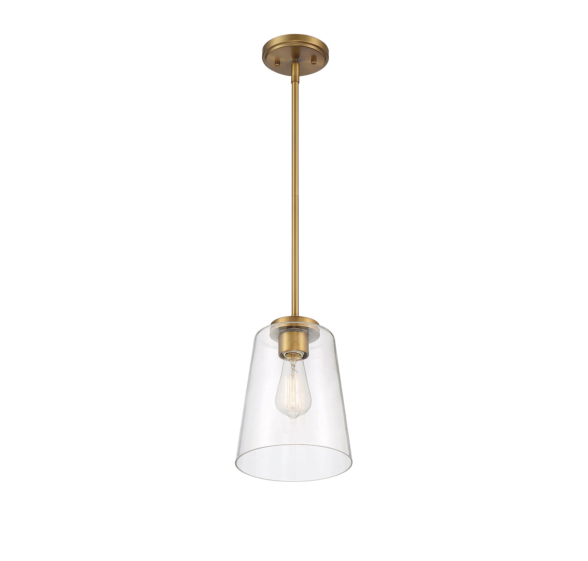 Warm Brass and Clear Glass Mini Pendant Light