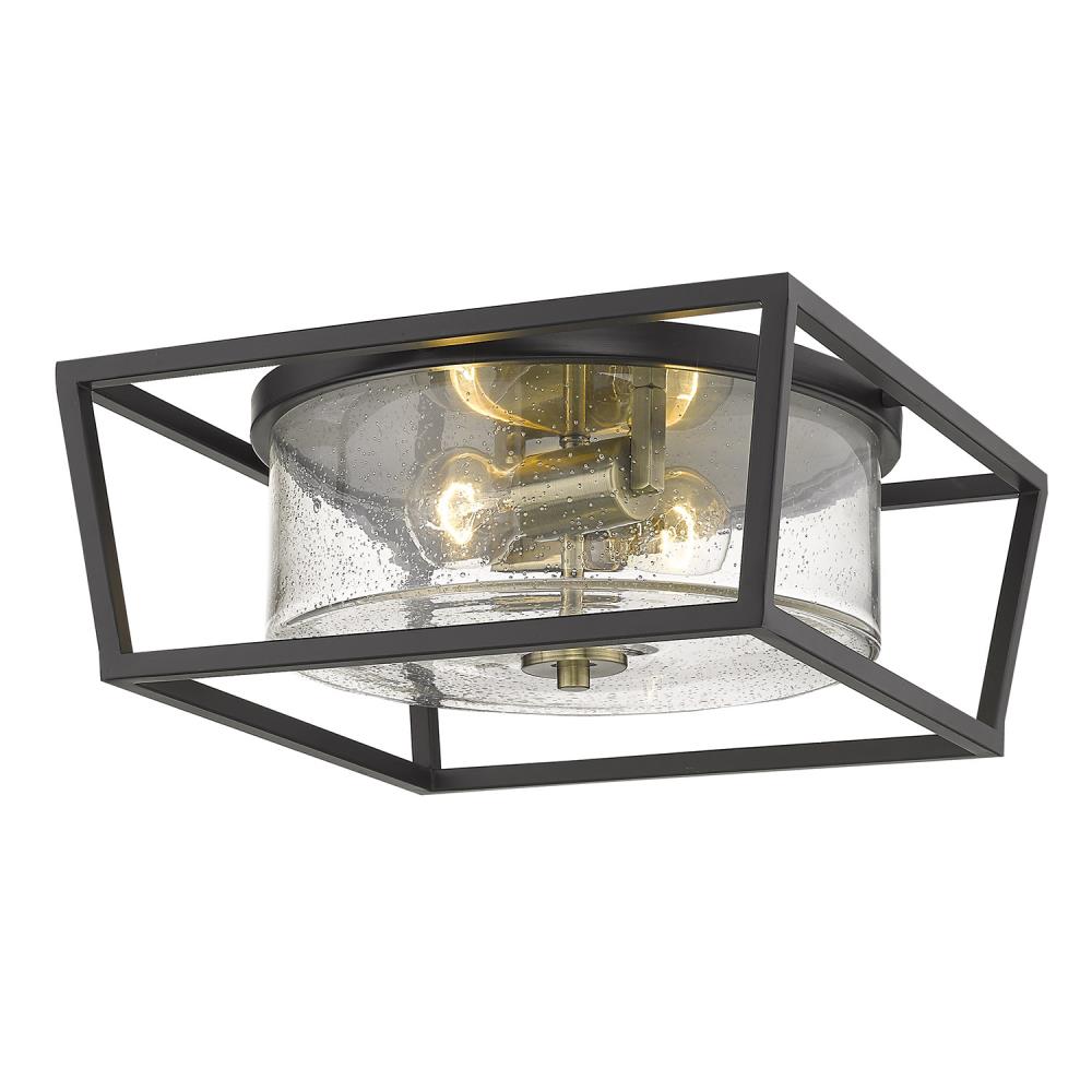 Golden Lighting Mercer 2-Light 14.5-in Matte Black Flush Mount Light at ...